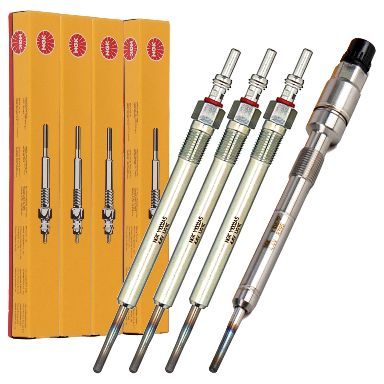 4x NGK Drucksensor + Gl&uuml;hkerze Set f&uuml;r VW Golf 8 Caddy 5 Crafter Passat B8 Tiguan 2.0 TDI