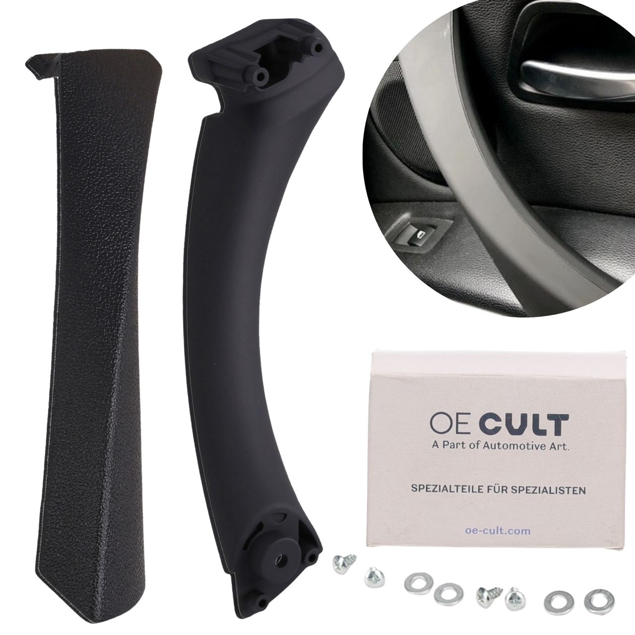 OE-Cult T&uuml;rgriff Zuziehgriff Griff Set Schwarz f&uuml;r BMW 3er E90/91 ab 03.2007 rechts innen