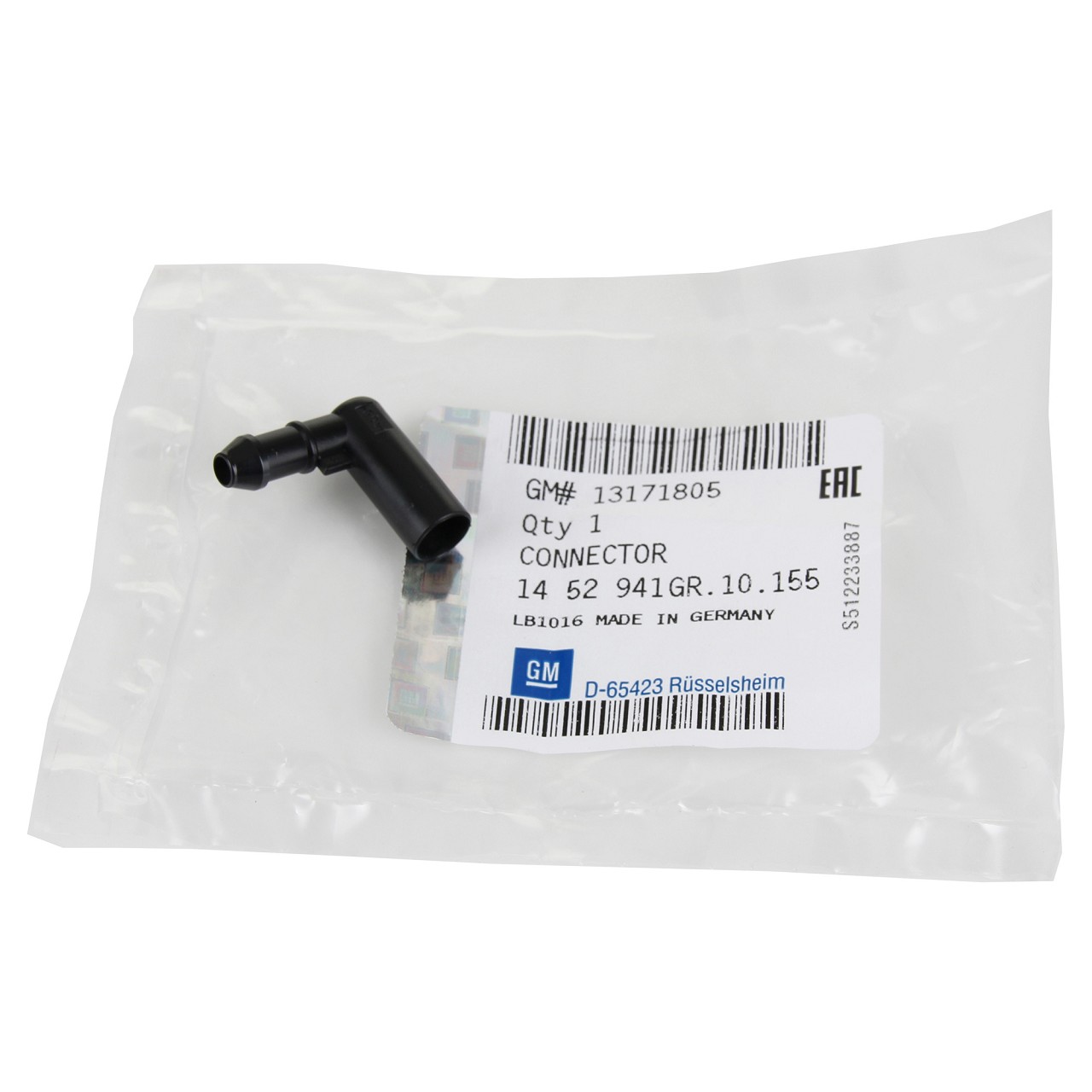 ORIGINAL GM OPEL Hose Connector for Washer Fluid Line, Astra G, Corsa D, Zafira B 13171805