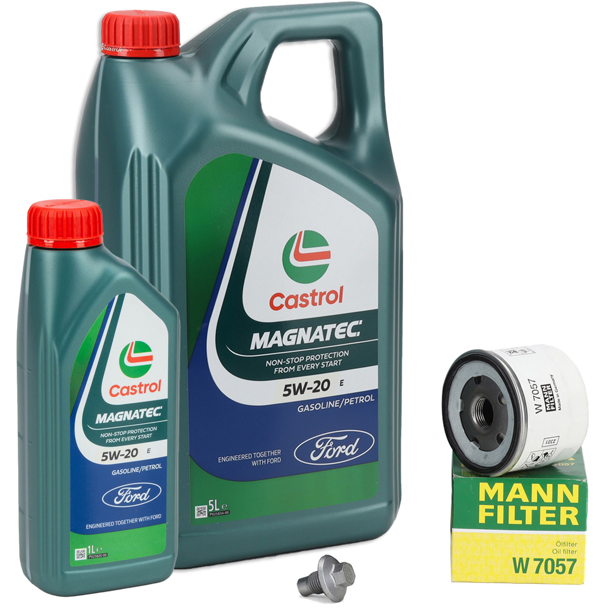 6L CASTROL MAGNATEC E 5W-20 Motoröl + HENGST Ölfilter für FORD Fiesta 7 1.0/1.5 EcoBoost