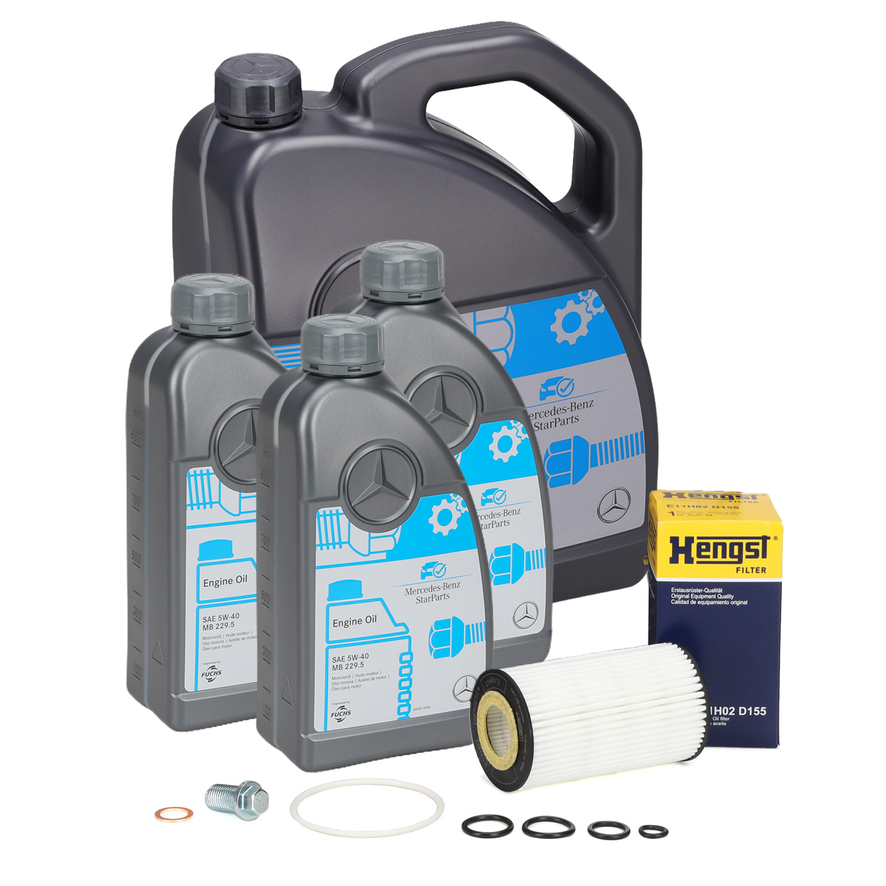 8L ORIGINAL 5W-40 MB 229.5 Motor&ouml;l + HENGST &Ouml;lfilter f&uuml;r MERCEDES M112 M113 M272 M273