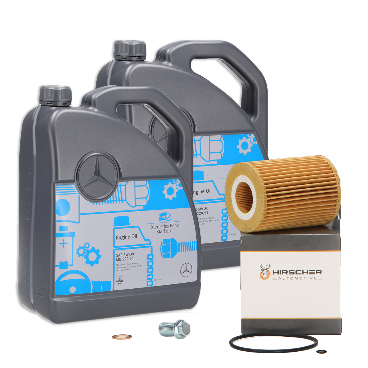 10L ORIGINAL Mercedes Motor&ouml;l &Ouml;l 5W30 MB 229.51 + HIRSCHER &Ouml;lfilter 6421800009