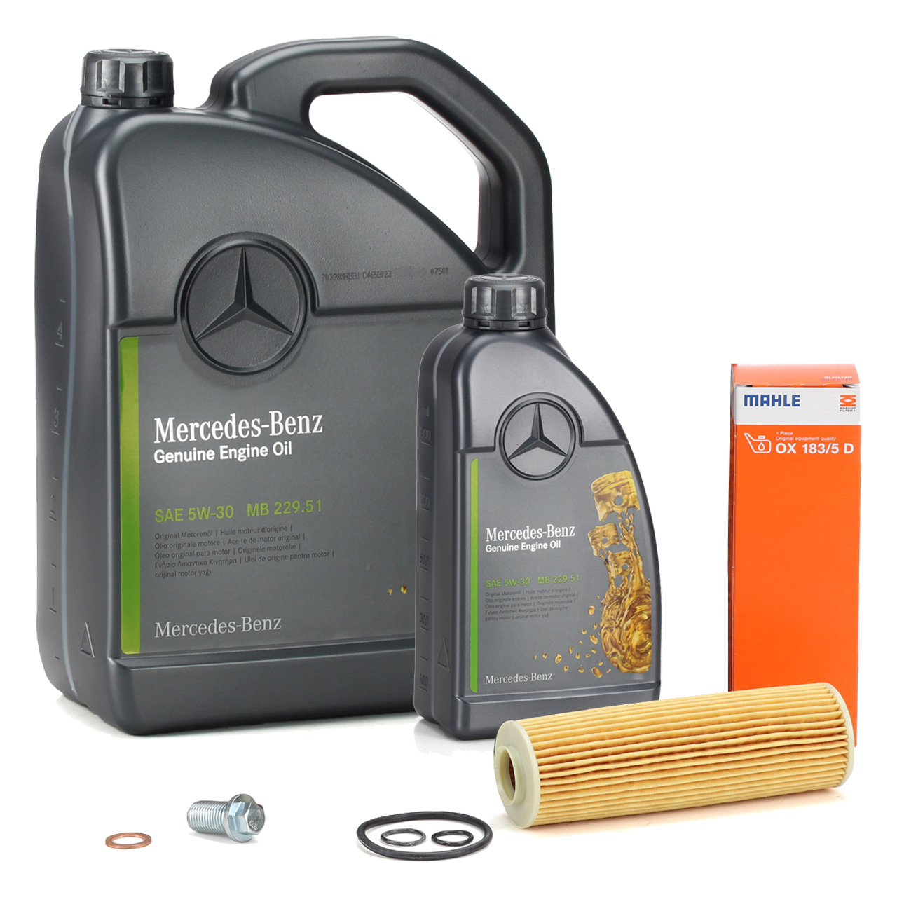 6L ORIGINAL 5W-30 MB 229.51 Motor&ouml;l + MAHLE &Ouml;lfilter MERCEDES-BENZ W204 W212 R172 M271