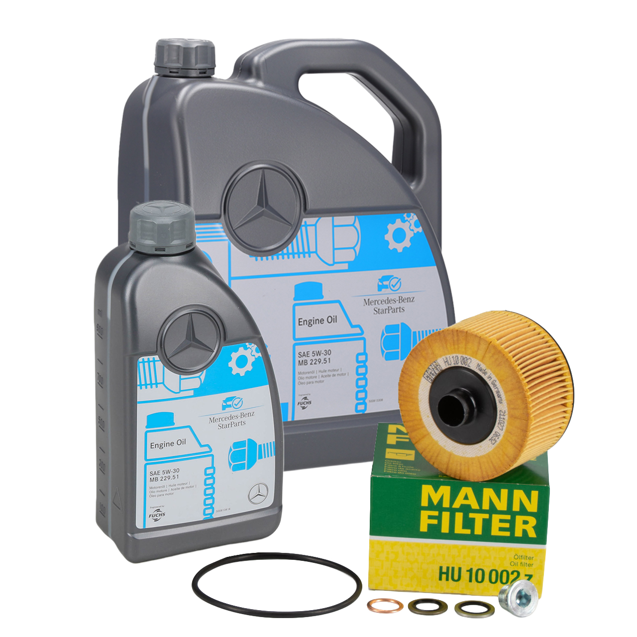 6L ORIGINAL 5W-30 MB 229.51 Motor&ouml;l + MANN &Ouml;lfilter f&uuml;r MERCEDES W/V177 W247 C/X118 M282