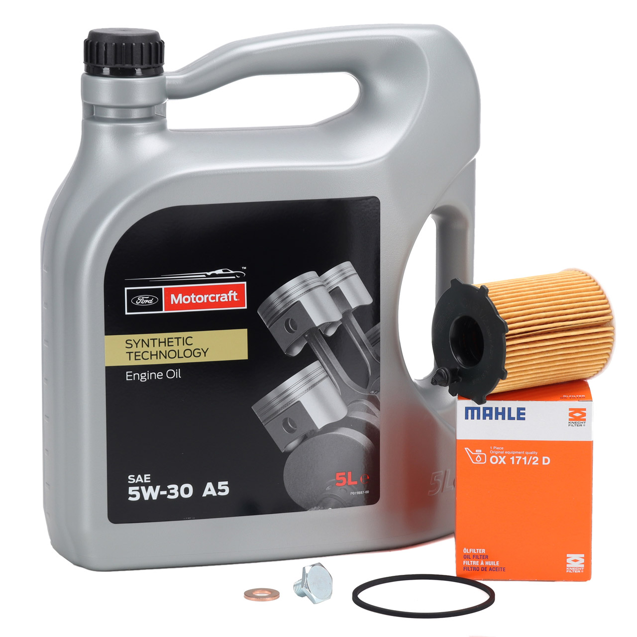 5L MOTORCRAFT 5W-30 A5 Motor&ouml;l + MAHLE &Ouml;lfilter f&uuml;r FORD Fiesta Focus Kuga 1.4-1.6 TDCi