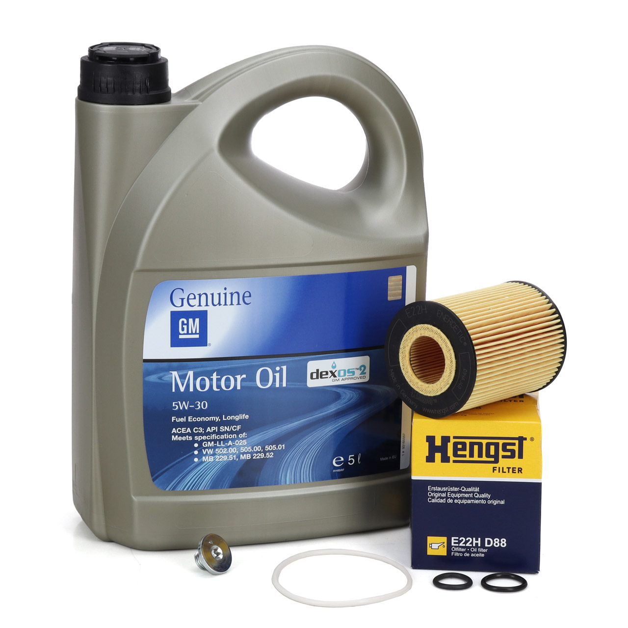 5L ORIGINAL 5W30 dexos2 Engine Oil + HENGST Oil Filter for OPEL Astra G, Corsa C, A 1.7 CDTI