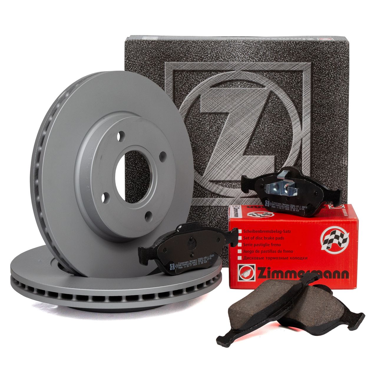 ZIMMERMANN Brake Discs + Pads for FORD Fiesta 4 5 (model year 2000 and later), Fusion, KA, RB, Puma (front)