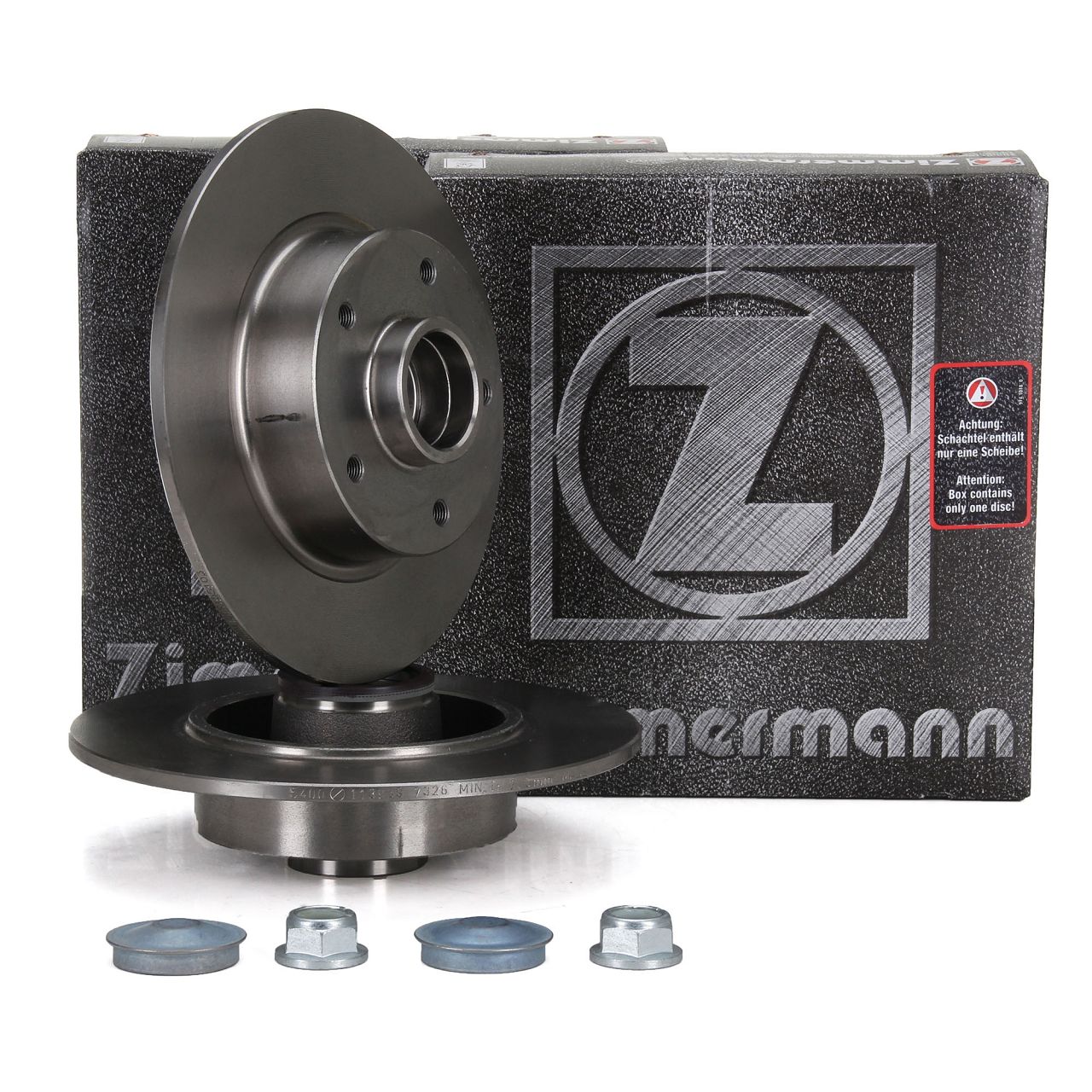 ZIMMERMANN Brake Discs + Wheel Bearing Set for RENAULT Fluence 1.5 dCi Megane 3 (Rear)