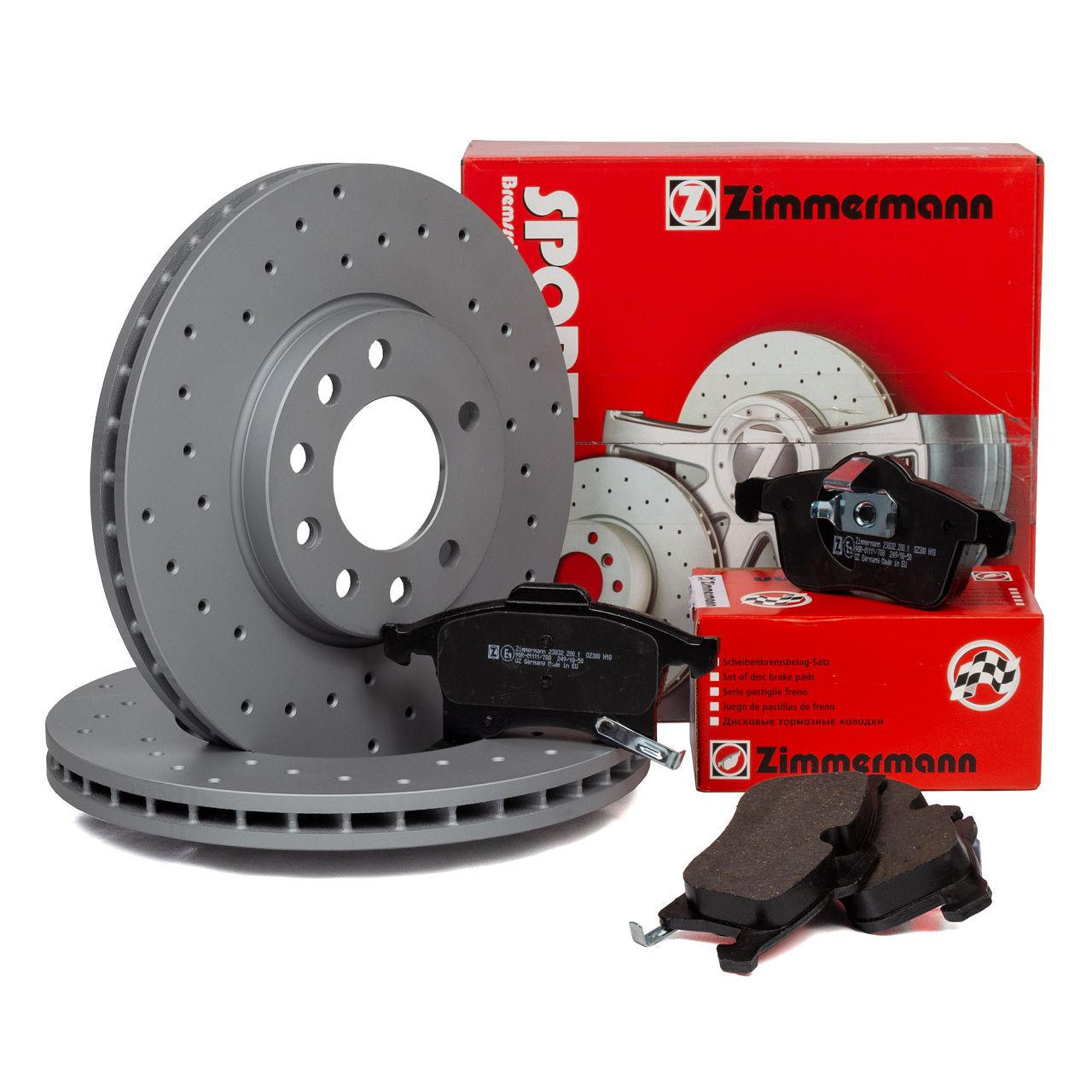 Zimmermann SPORT Brake Discs + Brake Pads for OPEL Astra H, Meriva A, Zafira B (front)