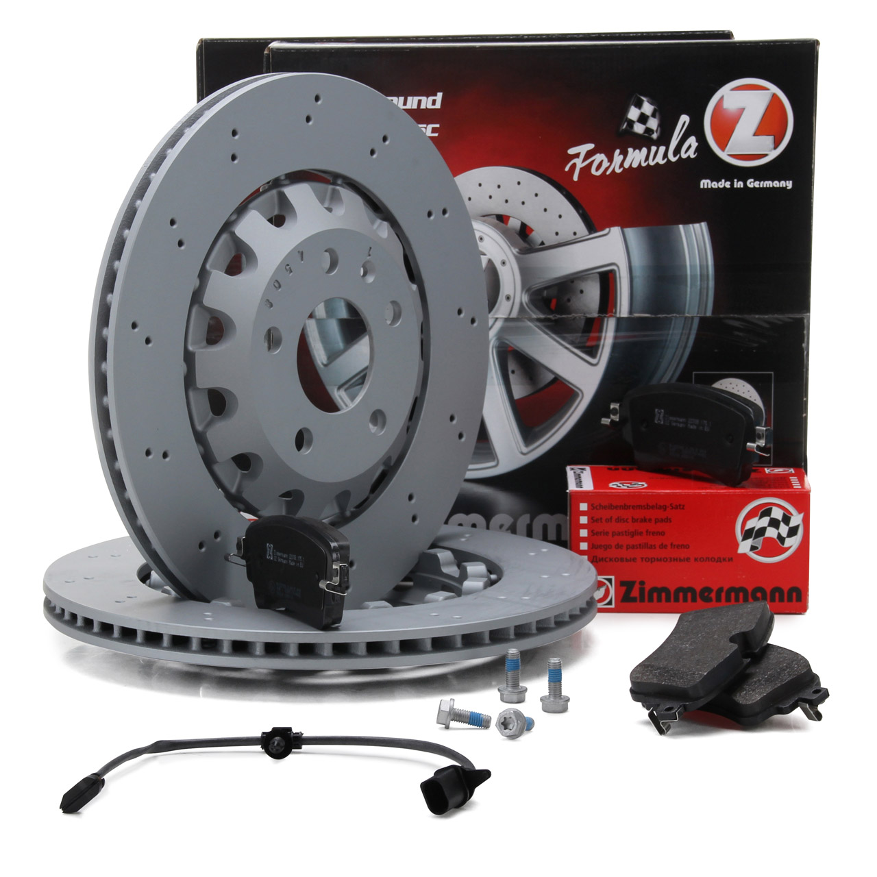 Zimmermann FORMULA Z Bremsscheiben + Bel&auml;ge + Wako f&uuml;r AUDI RS4 B9 RS5 F5 450 PS hinten