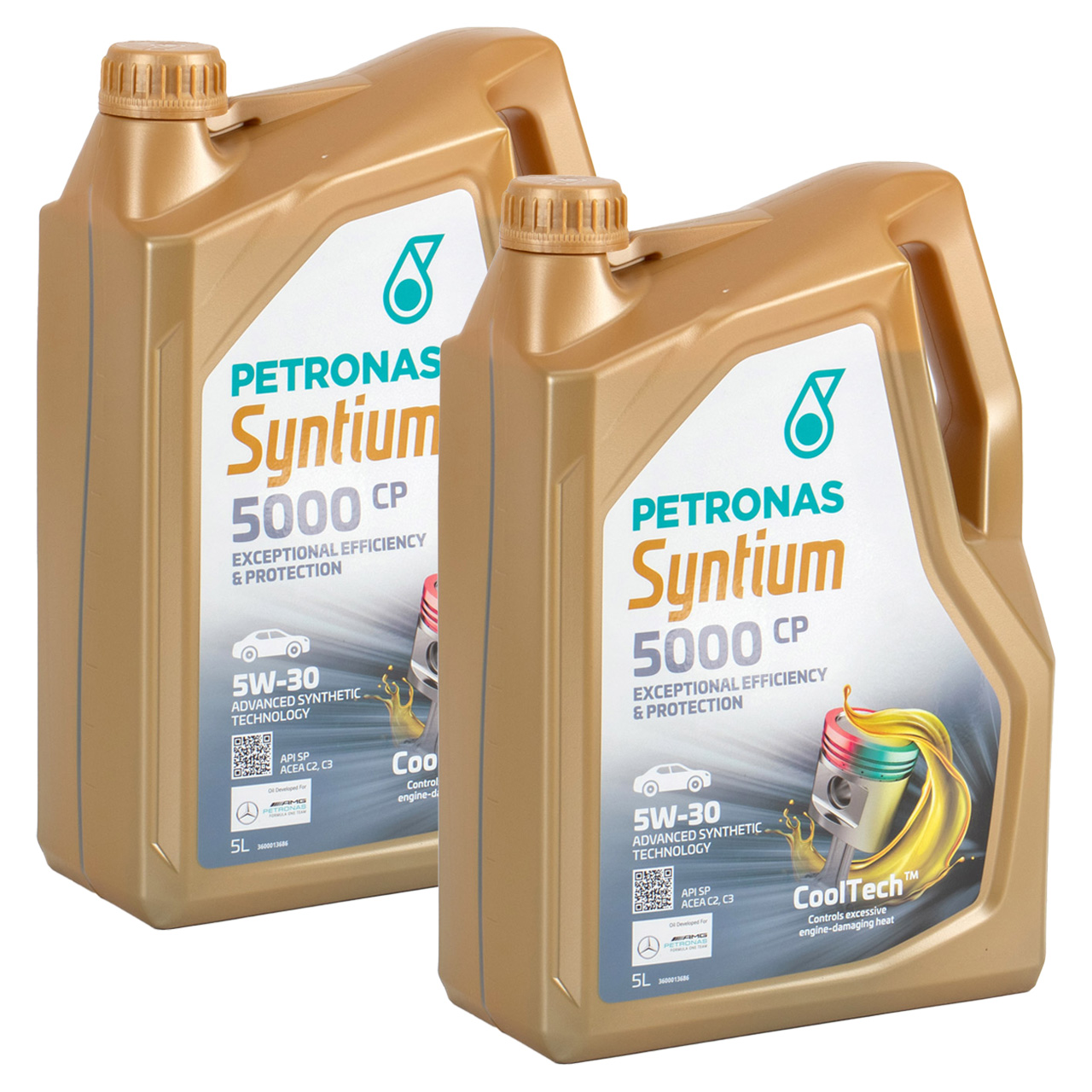 10 liters of PETRONAS Syntium 5000 CP 5W-30 engine oil for MB 229.51/52, PSA B712290, and Renault