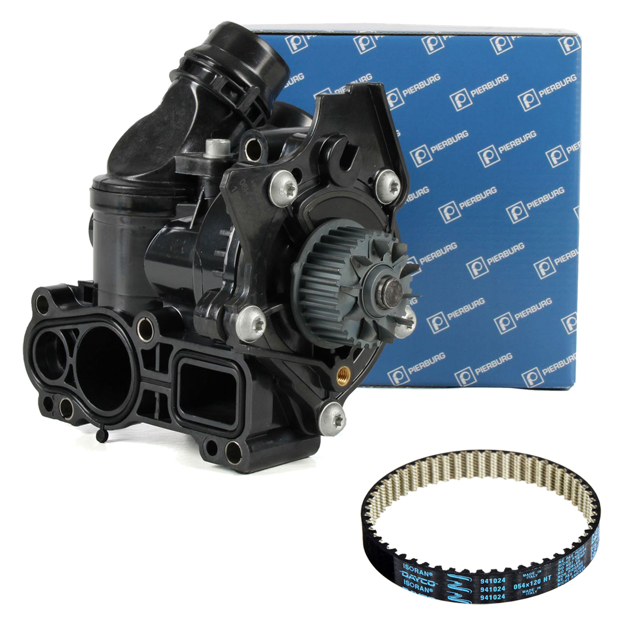 PIERBURG Wasserpumpe + Thermostat + Riemen für VW Golf 5 6 2.0 GTI Passat Sharan Tiguan T5
