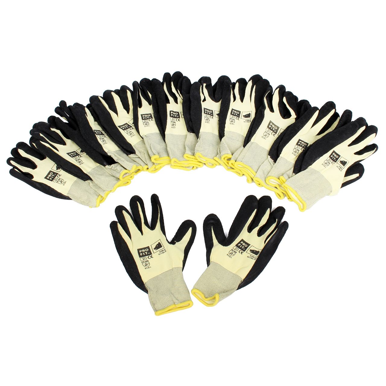 PRO-FIT 518LO Work Gloves YELLOW BLACK Size 9 / L (12 pairs)