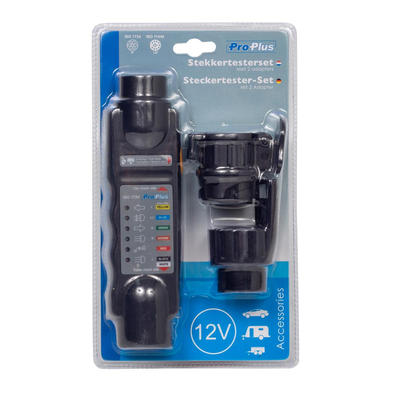 PROPLUS 343524 Plug Tester Set: Lighting Tester with 2 Adapters (7-pin and 13-pin), 12V