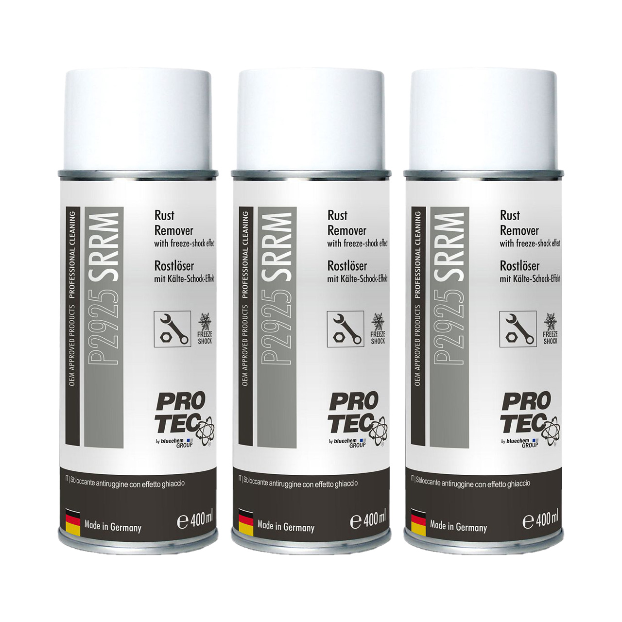 3x 400ml PROTEC P2925 Rostlöser Spray Rostentferner SRRM mit Kälte-Schock-Effekt