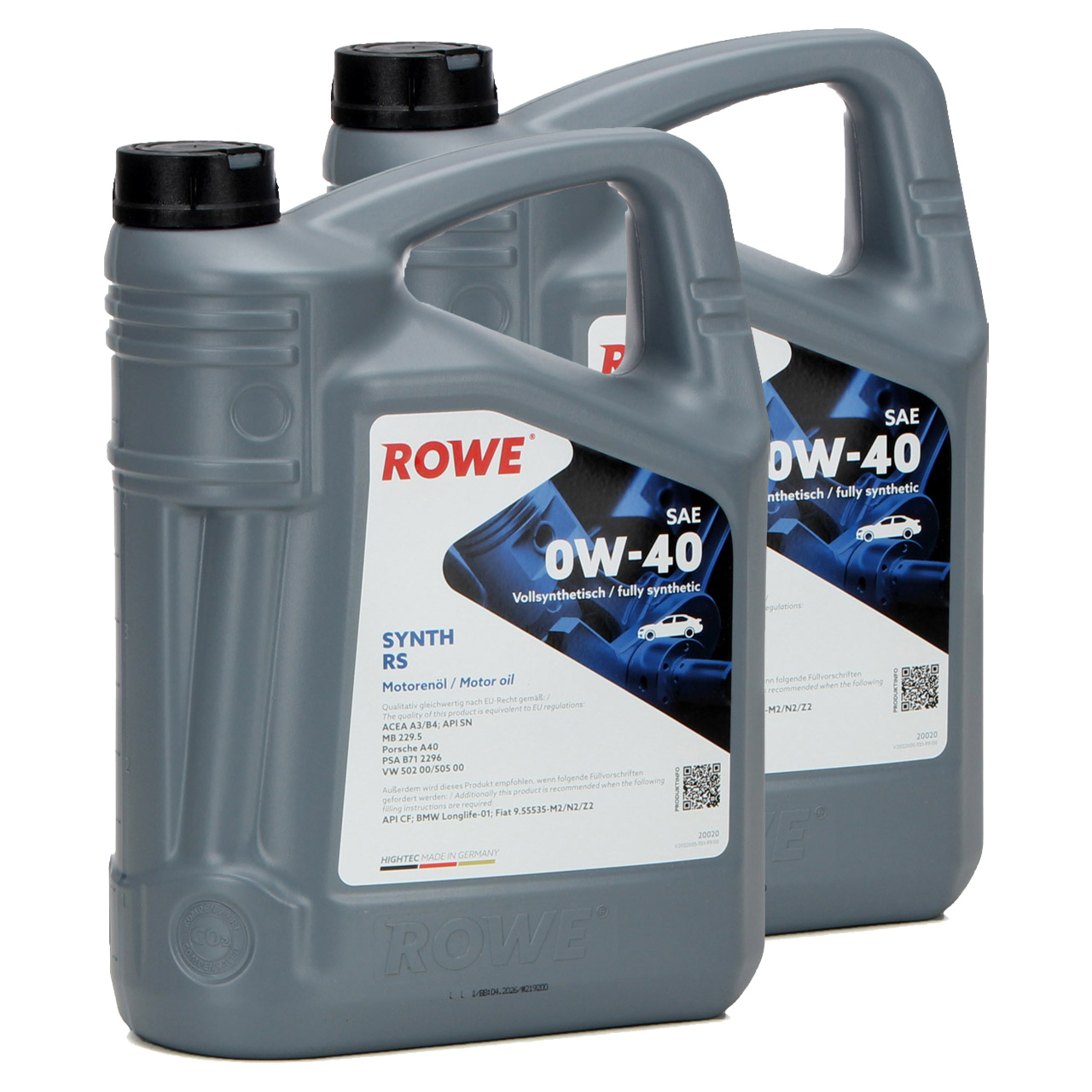 10L 10 Liter ROWE SYNTH RS 0W40 Motoröl Öl für MB 229.5 Porsche A40 PSA B712296 502/505.00