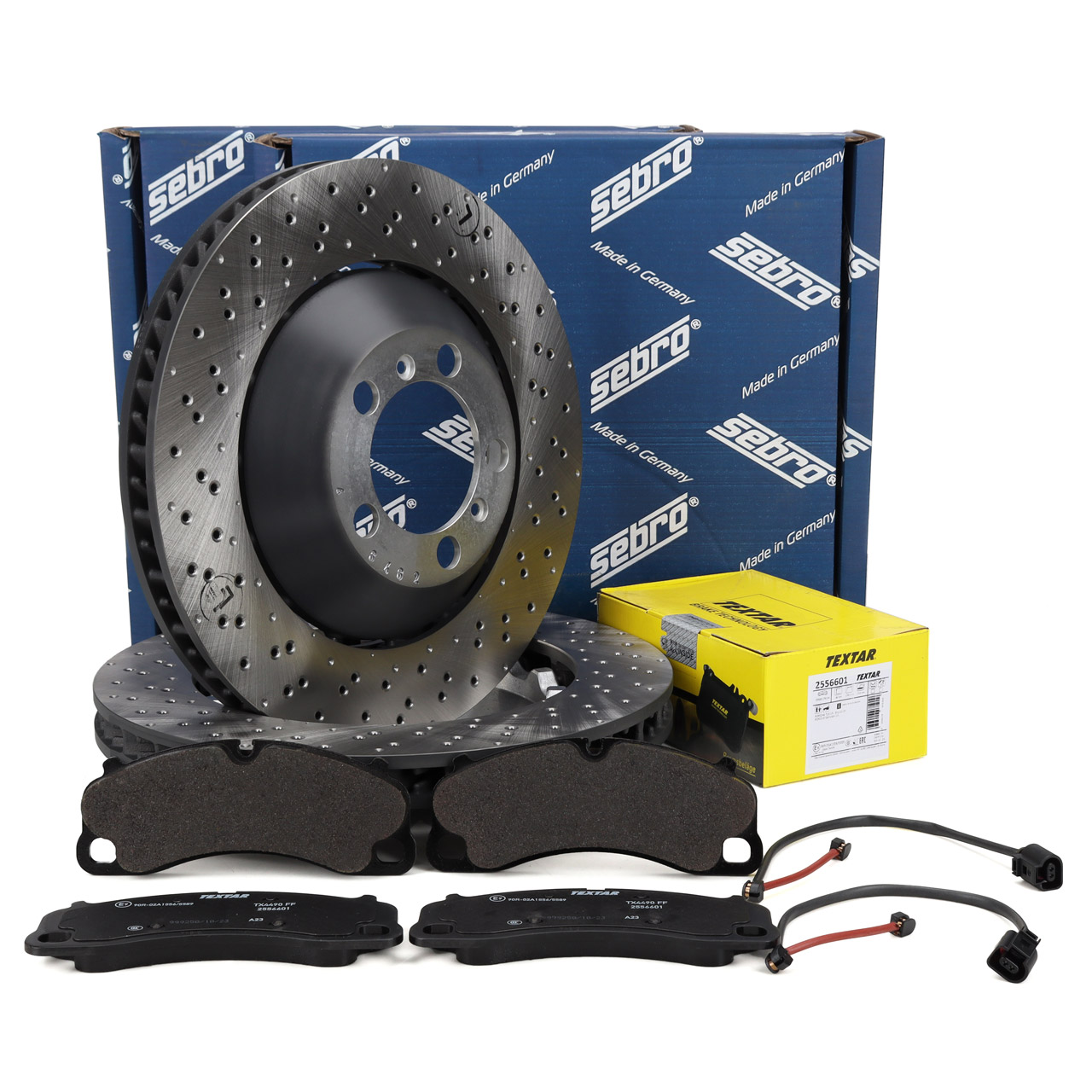 SEBRO Bremsscheiben + TEXTAR Bremsbel&auml;ge + Sensor f&uuml;r PORSCHE 991 4.0 GT3 / RS vorne