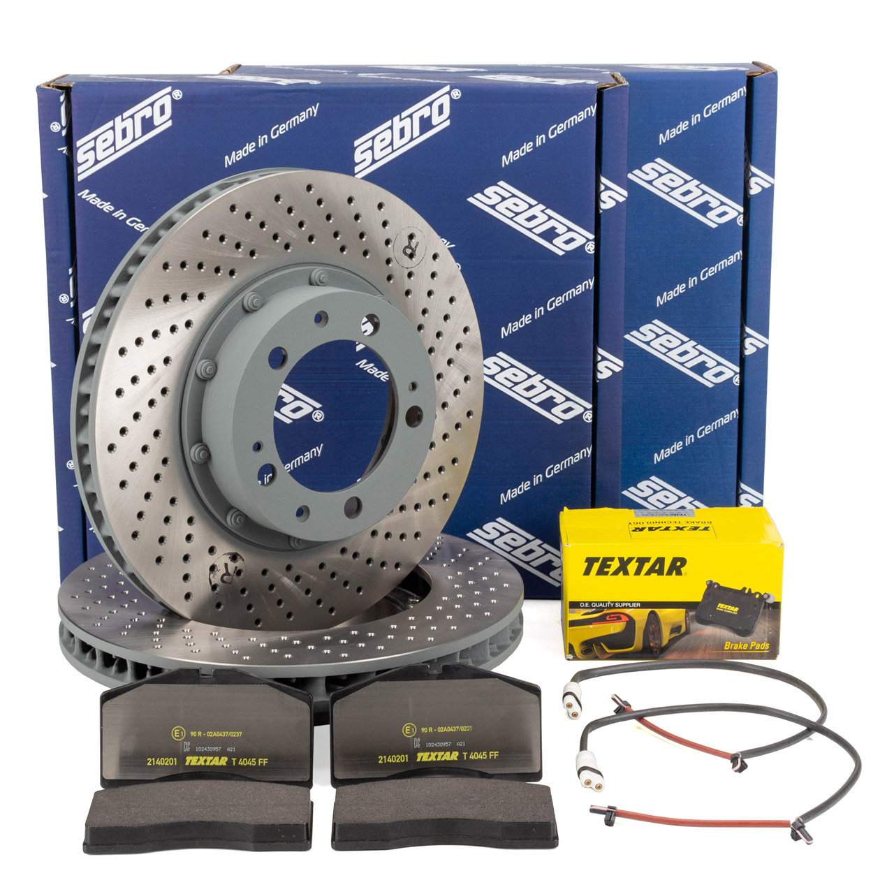 SEBRO Bremsscheiben TEXTAR Bel&auml;ge Sensor f&uuml;r PORSCHE 993 Carrera RS 3.6 Turbo / GT2 vorne