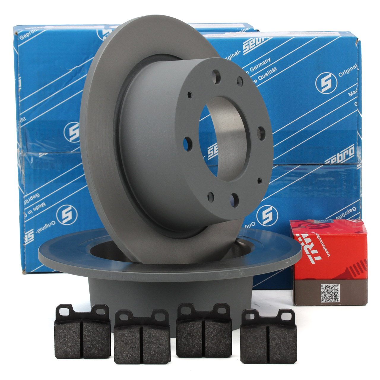 SEBRO Bremsscheiben + TRW Beläge für PORSCHE 914 1.7 1.8 2.0 80-100 PS ab 10.1969 hinten