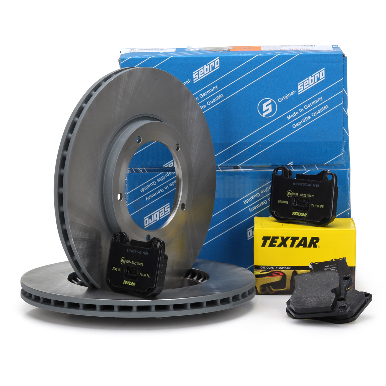 SEBRO Bremsscheiben + TEXTAR Bremsbeläge für PORSCHE 924 2.0 2.5 S + 944 2.5 vorne