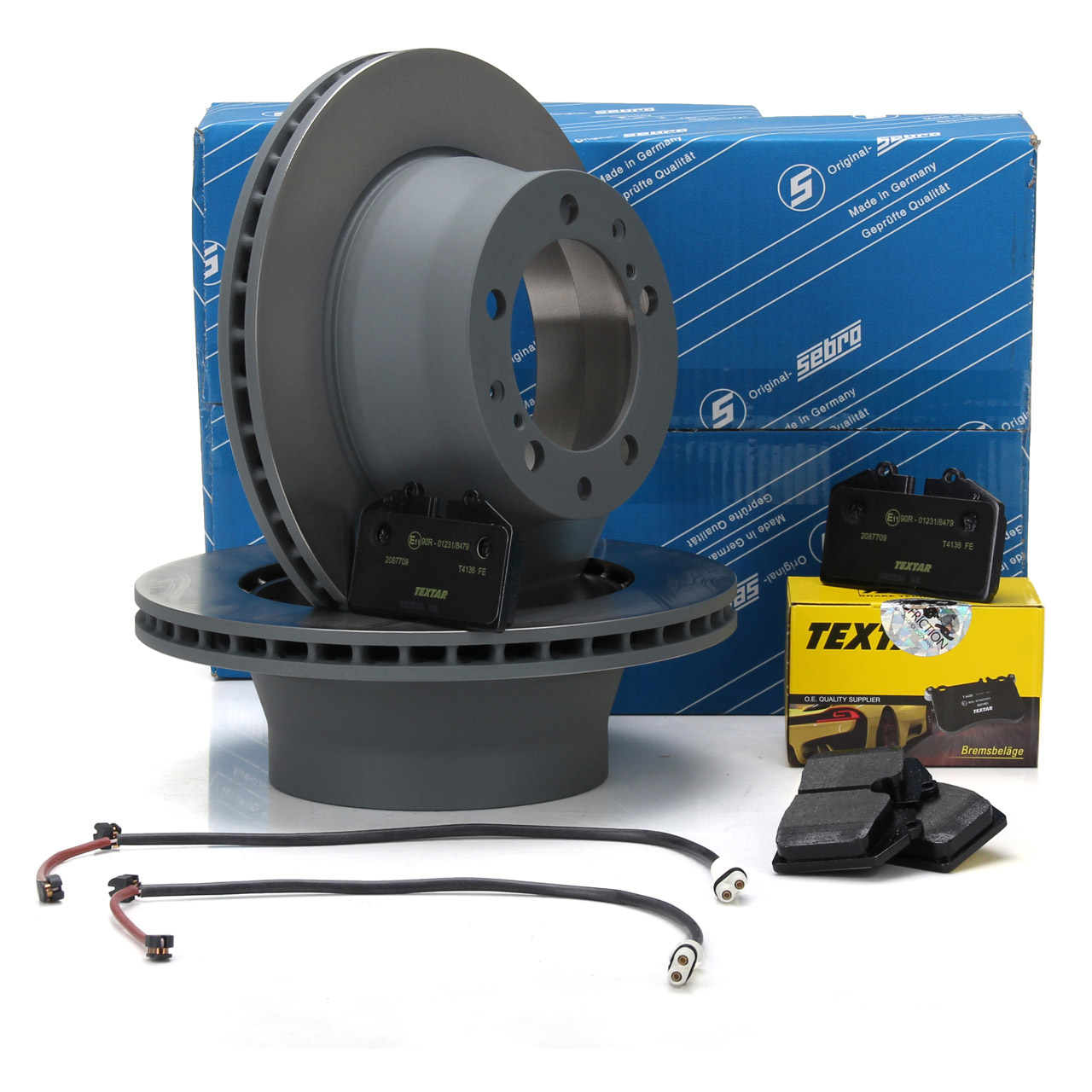 SEBRO Bremsscheiben + TEXTAR Beläge Wako für PORSCHE 968 964 3.6 Carrera ab 07.1991 hinten