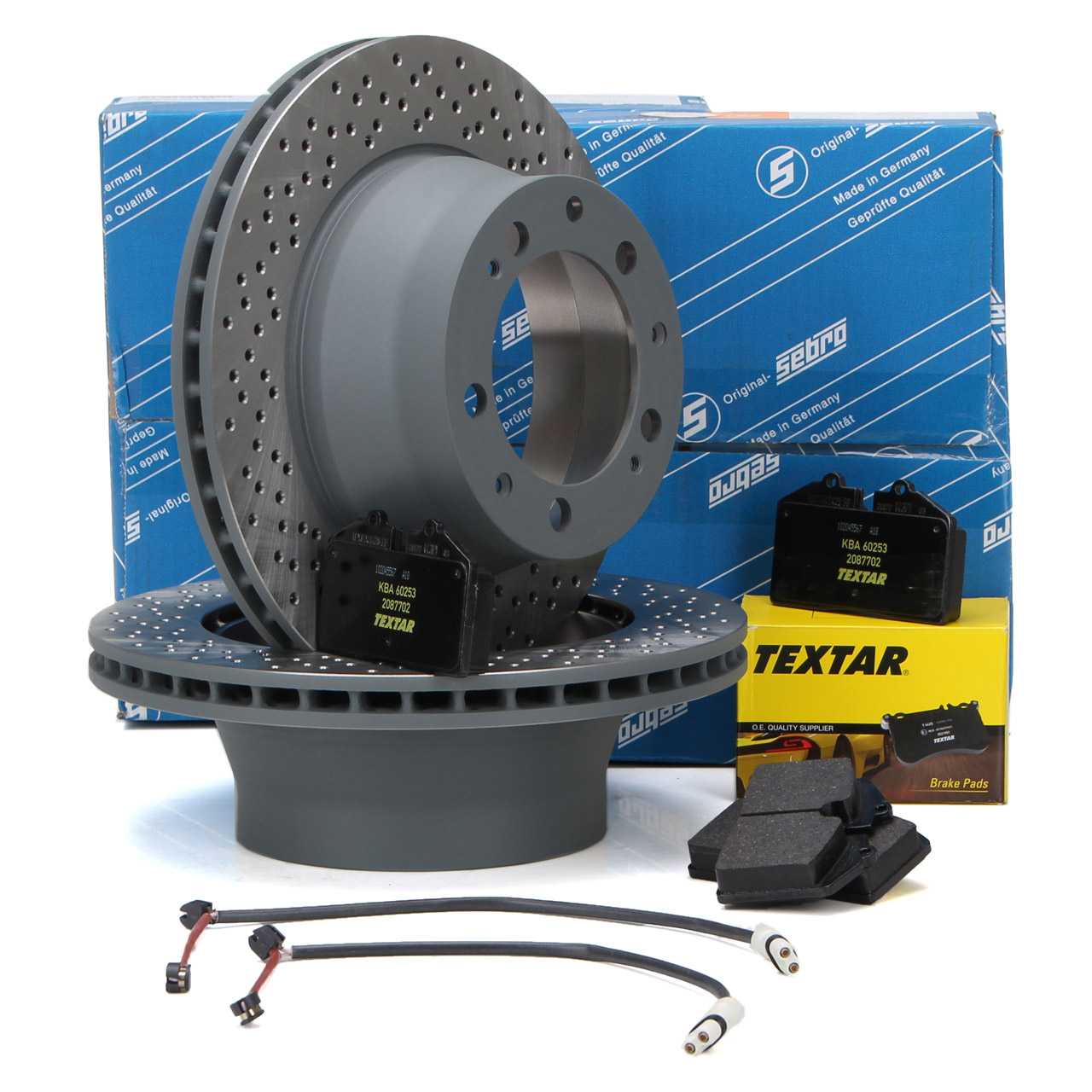 SEBRO brake discs + TEXTAR pads + Wako for PORSCHE 964 3.6 Carrera RS (rear)