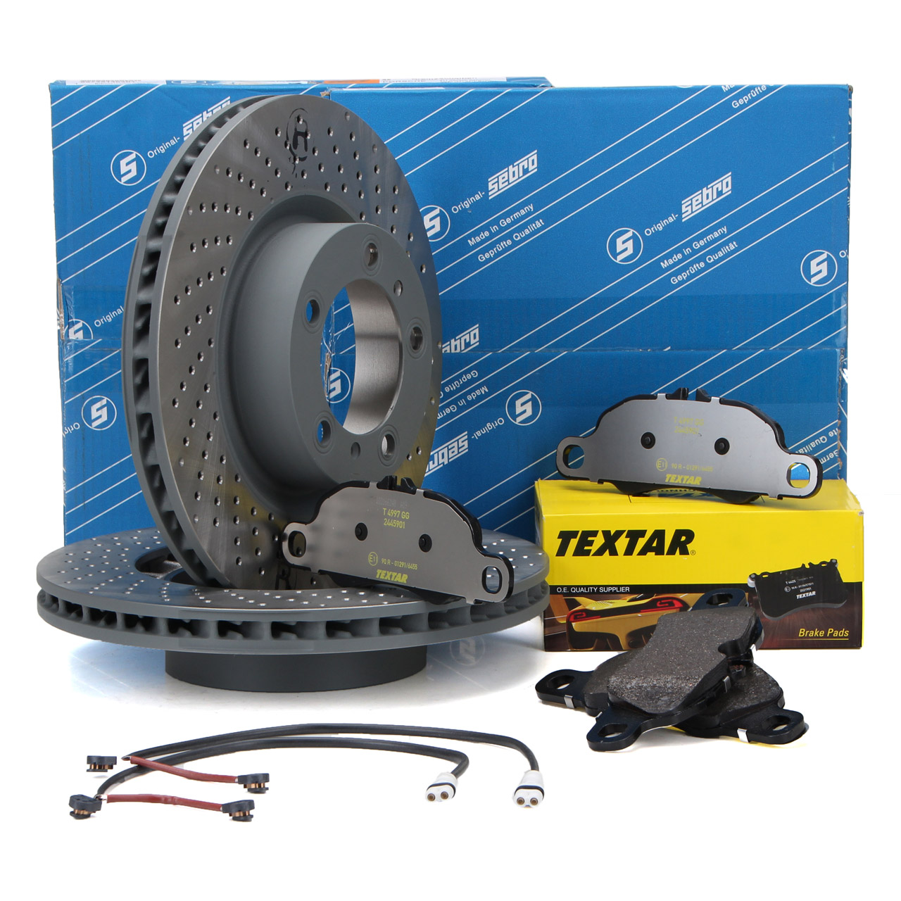 SEBRO Bremsscheiben + TEXTAR Bel&auml;ge f&uuml;r PORSCHE 997 3.6 Carrera 4 345 PS vorne