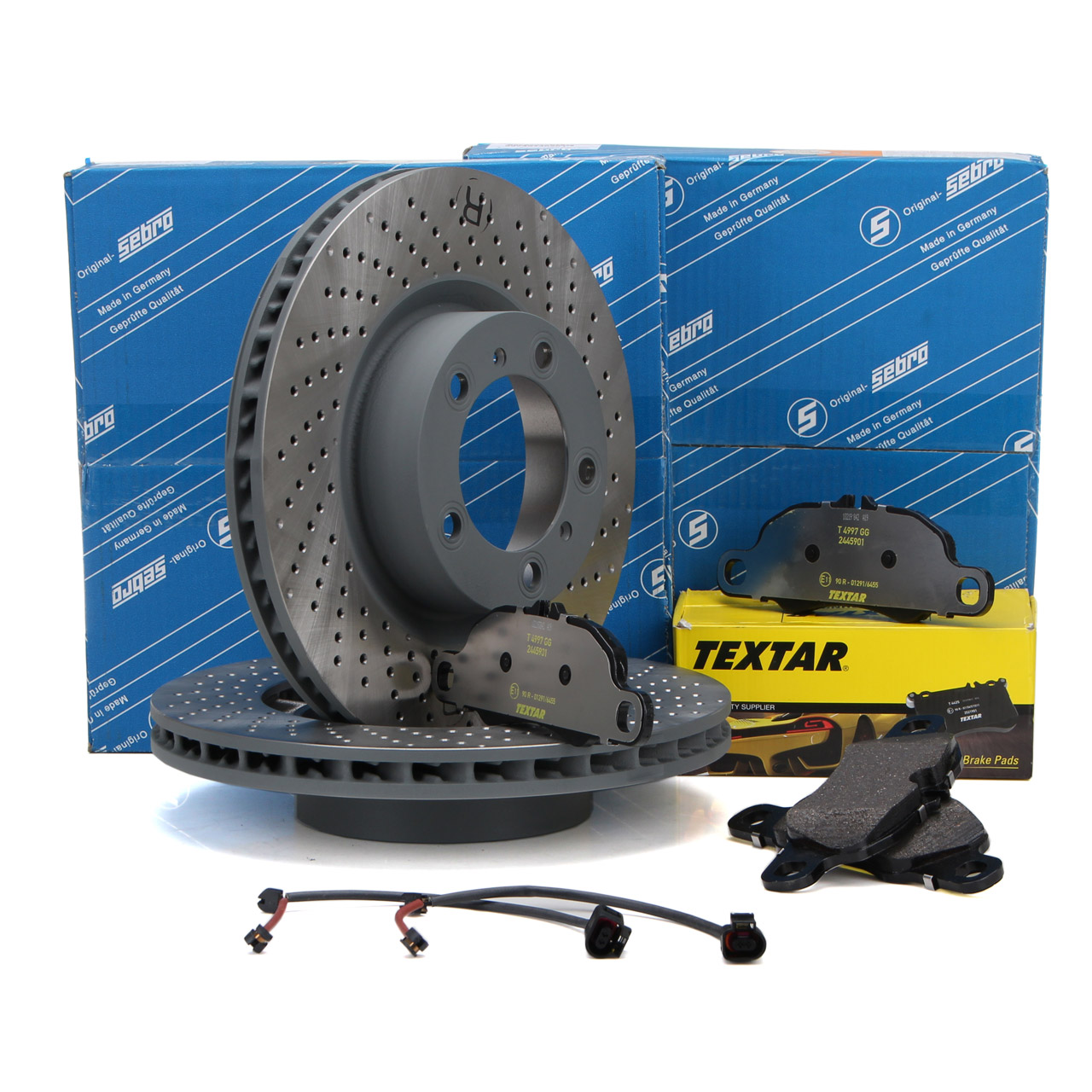 SEBRO Bremsscheiben + TEXTAR Bel&auml;ge f&uuml;r PORSCHE 718 Boxster Cayman 982 2.0 vorne