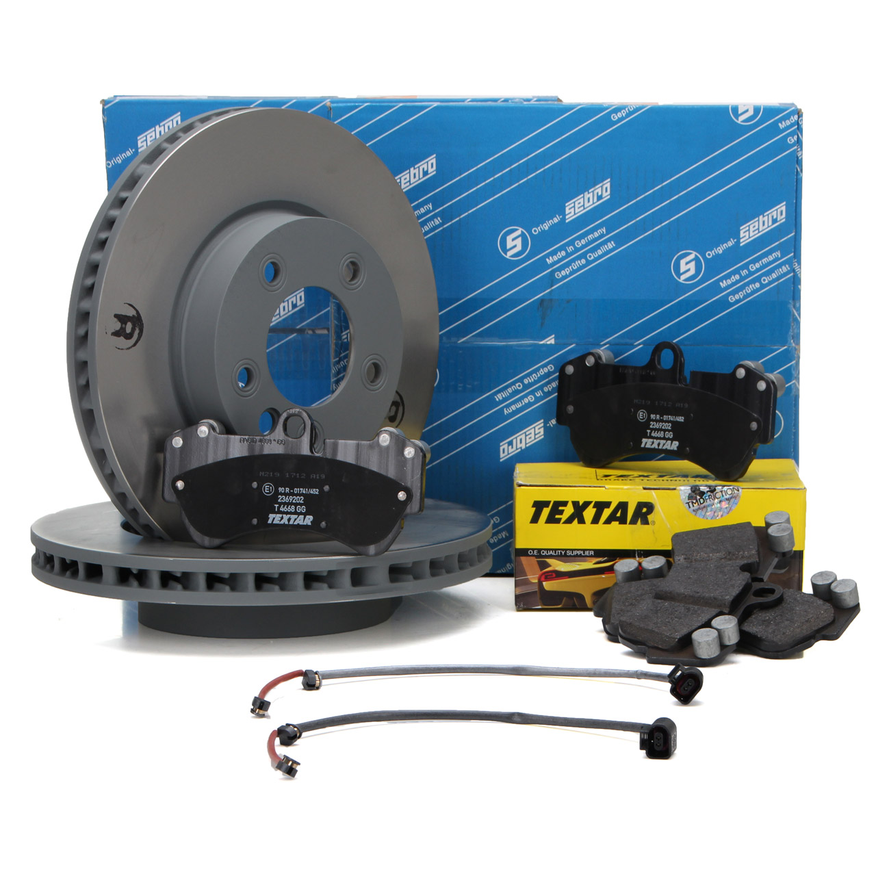 SEBRO brake discs + TEXTAR pads + Wako for PORSCHE Cayenne 9PA and VW Touareg 7L (front)