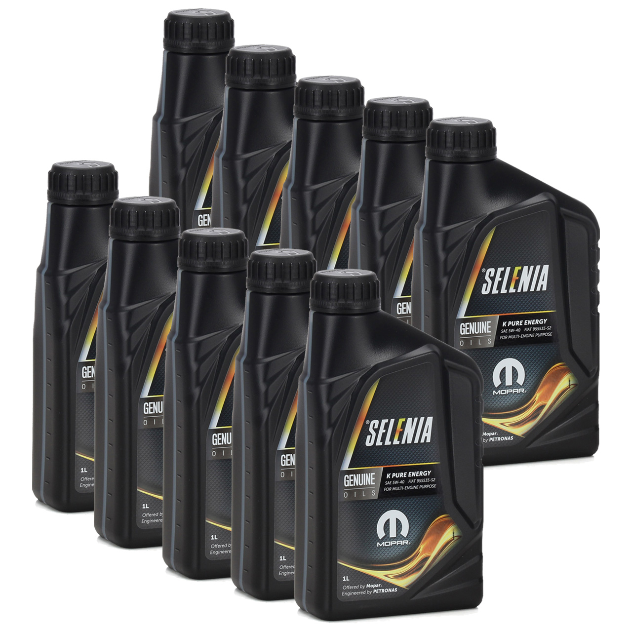 10x 1 Liter PETRONAS SELENIA Motor&ouml;l &Ouml;l K PURE ENERGY 5W40 MOPAR f&uuml;r FIAT 9.55535-S2