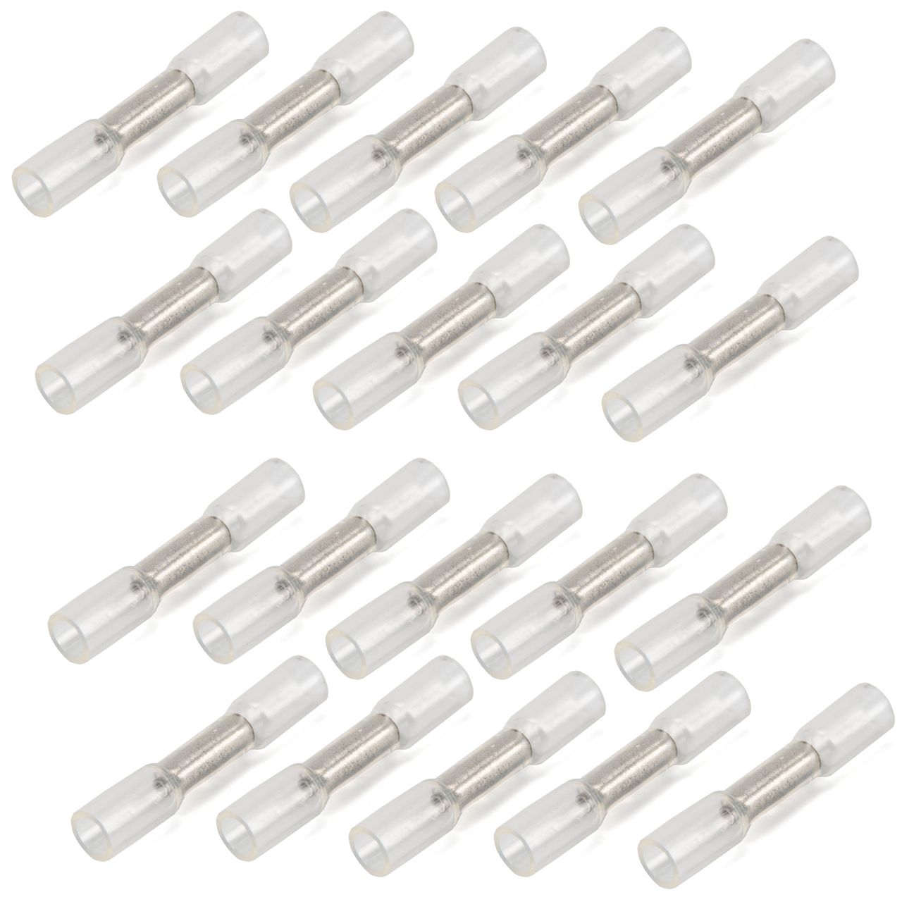 20x Leitungsverbinder Kabelverbinder Sto&szlig;verbinder RUND KLAR / SILBER 0.35-0.5mm