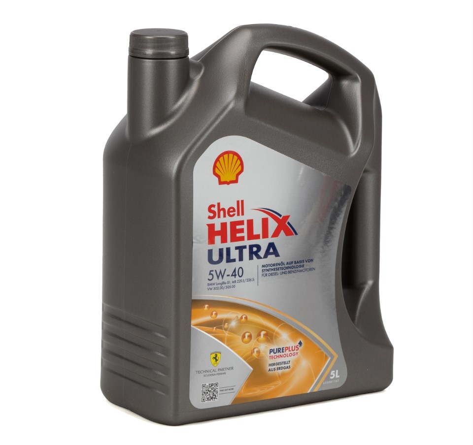 5L 5-liter SHELL HELIX ULTRA 5W-40 engine oil for BMW LL-01, MB 226/229.5, VW 502/505.00