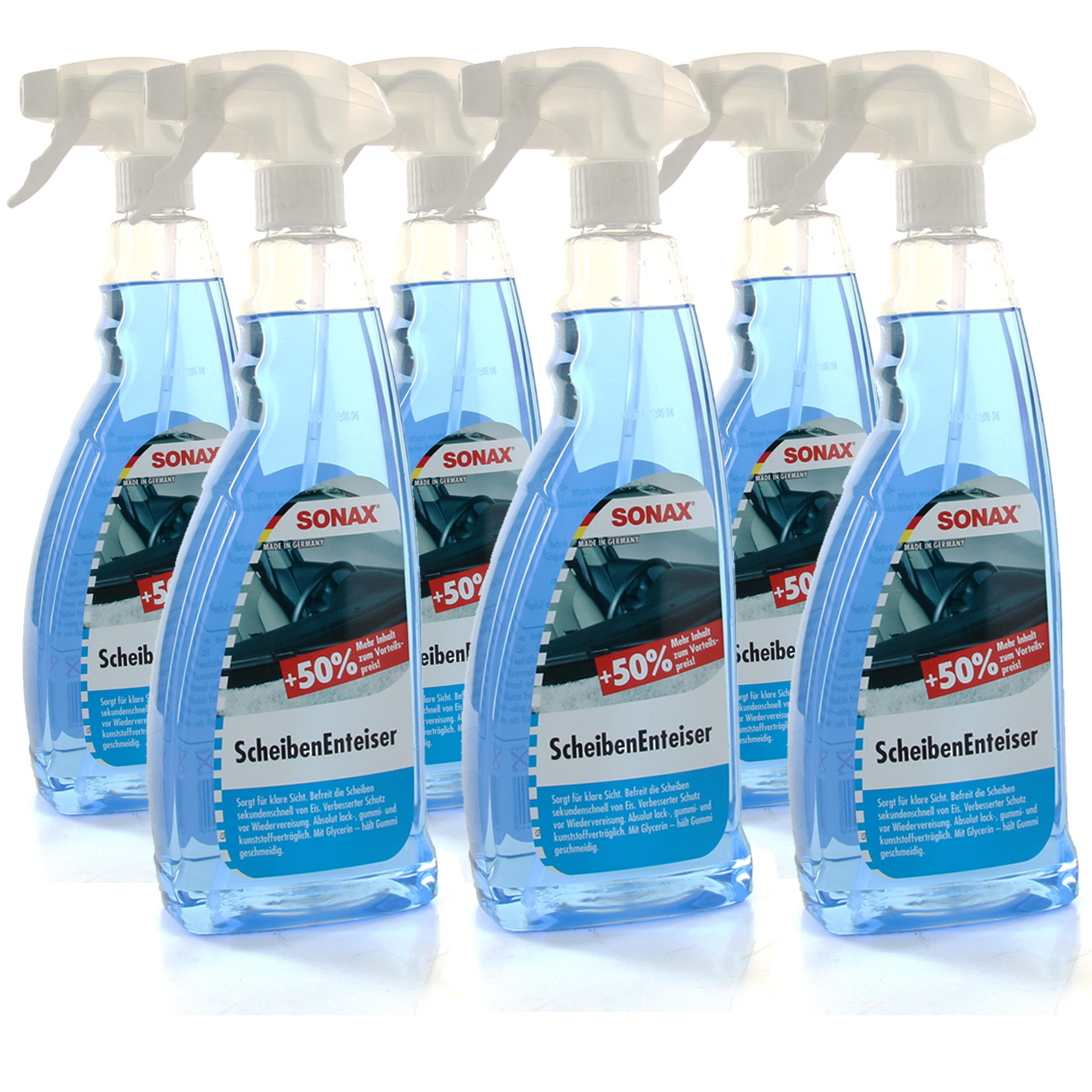 SONAX Windshield De-Icer, Spray Bottle, De-Icer Spray, 6 x 750 ml