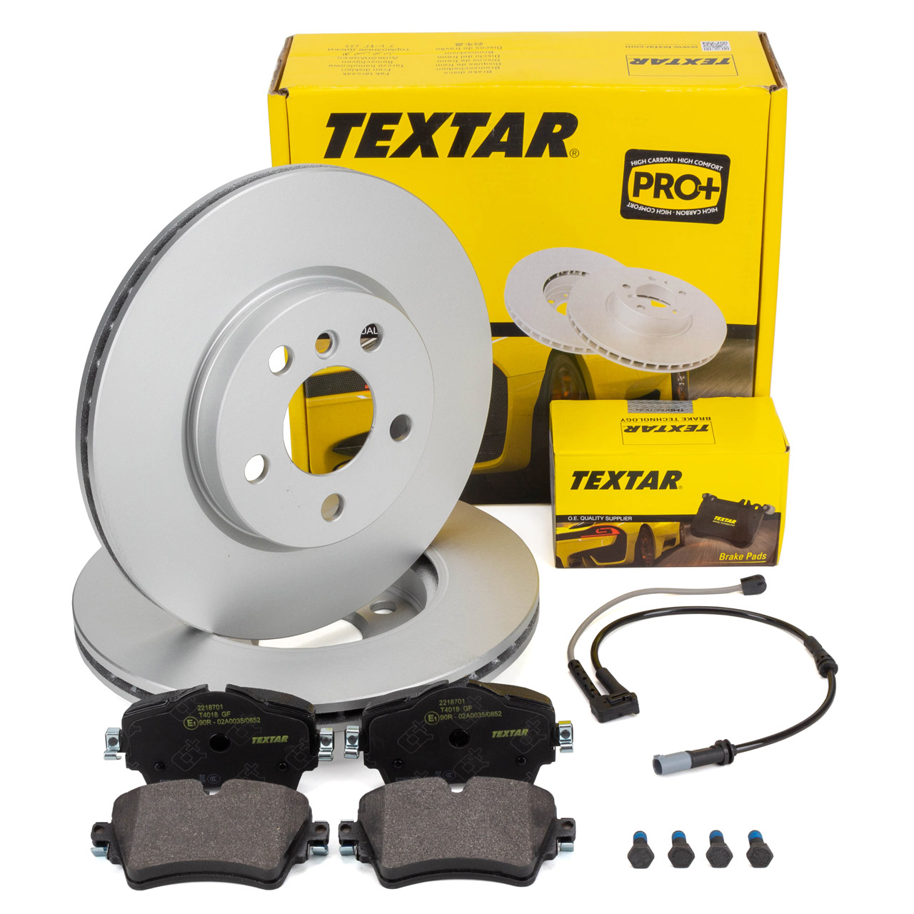 TEXTAR Bremsscheiben + Bel&auml;ge Sensor f&uuml;r BMW 2er F45 F46 X2 F39 MINI F54 bis 07.2019 vorne
