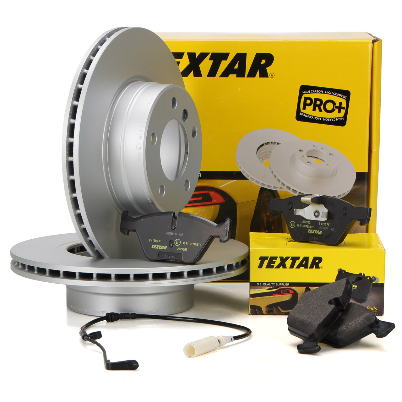 TEXTAR Bremsscheiben + Bel&auml;ge + Wako f&uuml;r BMW 5er E60 E61 520-525i 520d 525d vorne