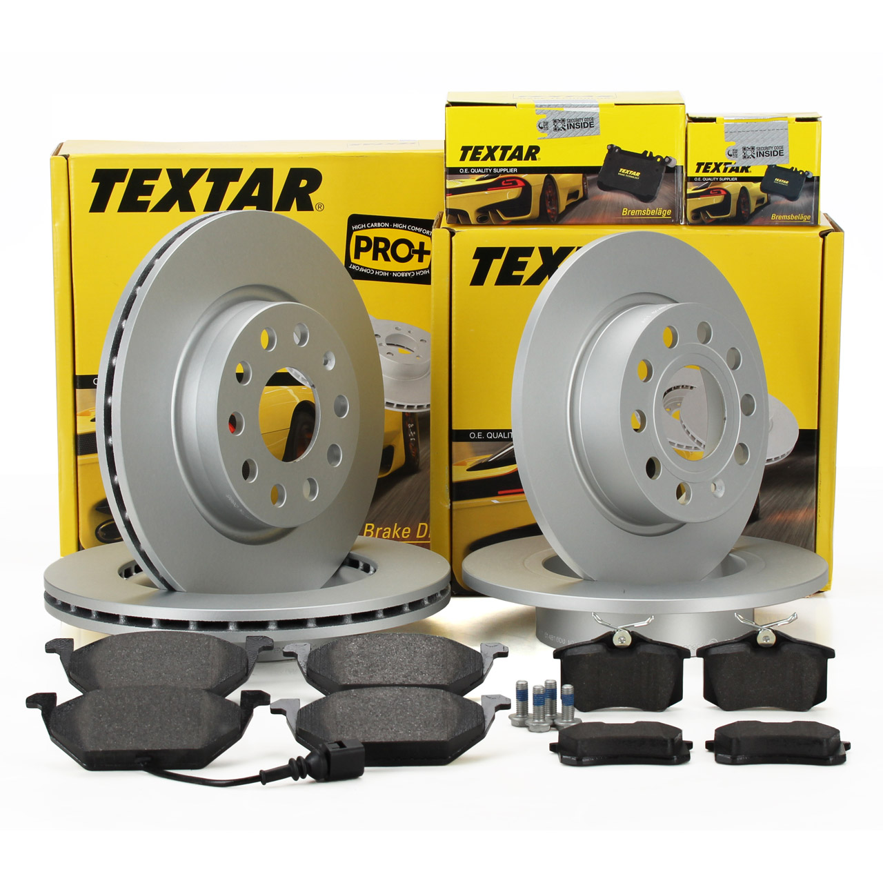 TEXTAR Bremsscheiben + Beläge + Wako für VW Golf 5 6 AUDI A3 8P vorne + hinten