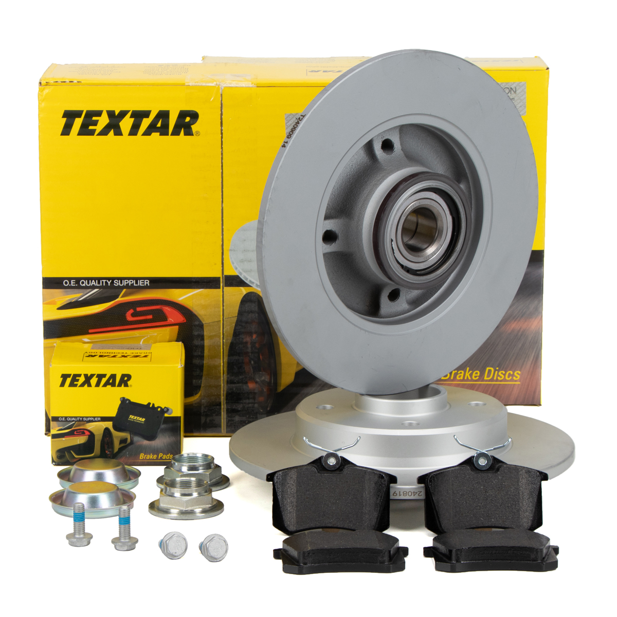 TEXTAR Bremsscheiben + Radlager + Beläge für CITROEN C3 3 C4 Cactus OPEL Crossland hinten