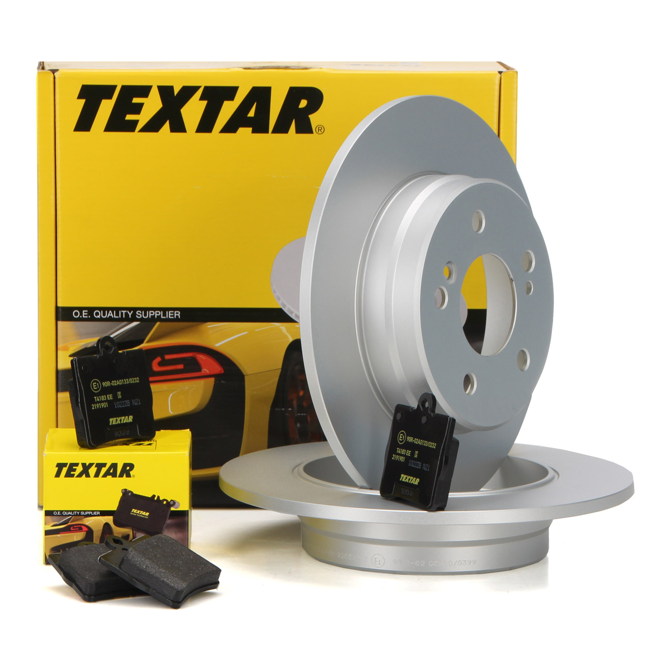 TEXTAR Brake Discs + Pads for Mercedes C-Class W203, CL203, CLK, C209, SLK R171 (Rear)