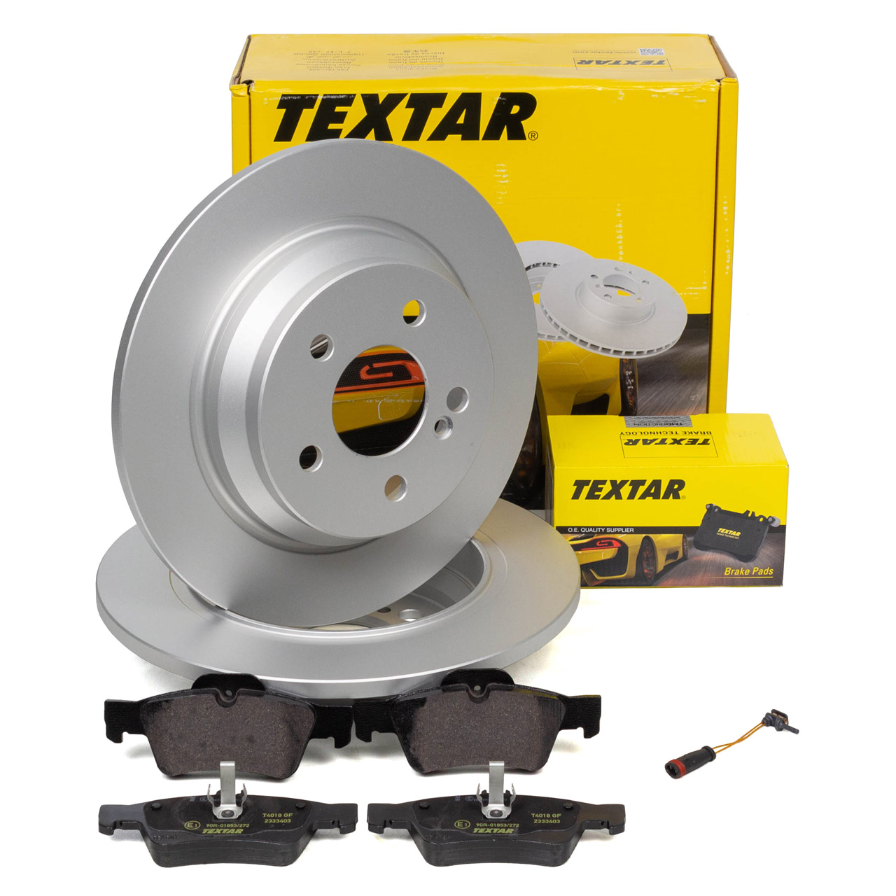TEXTAR Bremsscheiben + Beläge + Sensor für MERCEDES S-Klasse bis Fgst.-Nr. A293228 hinten