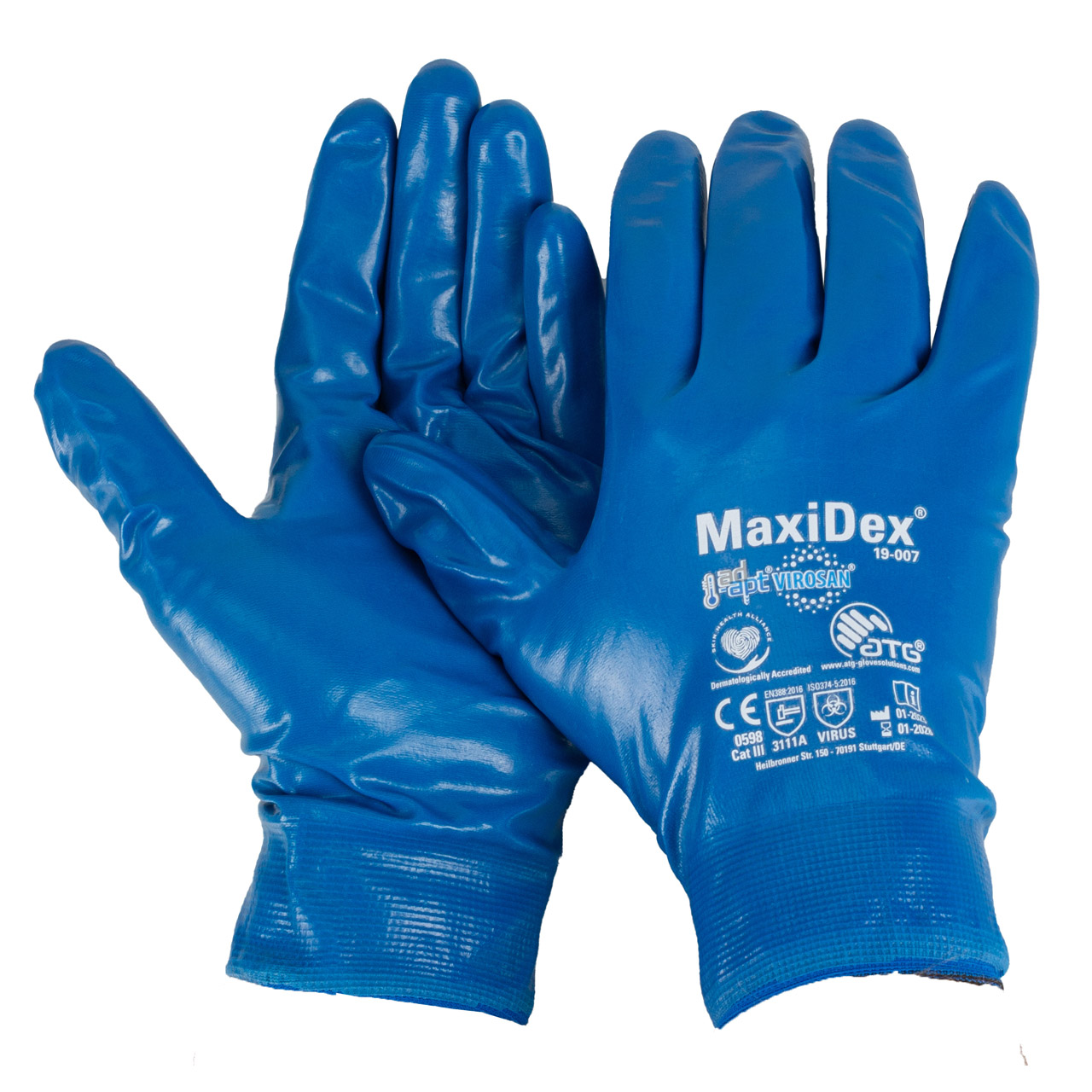 1 pair of MAXIDEX Hybrid gloves (protective work gloves) BLUE Size 10 / XL