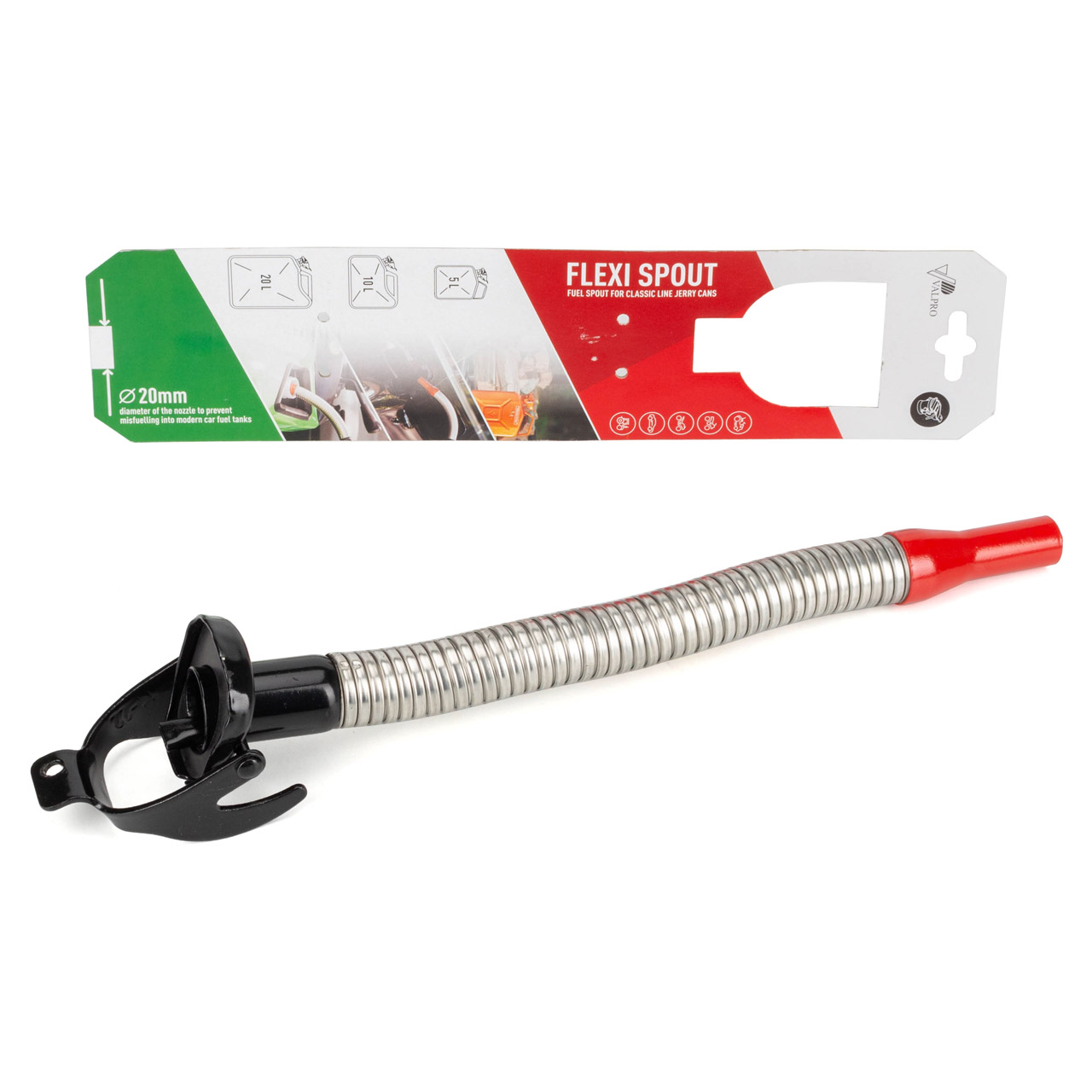 VALPRO Einf&uuml;llstutzen Ausgussstutzen Auslaufrohr BENZIN flexibel Metall &Oslash; 20mm