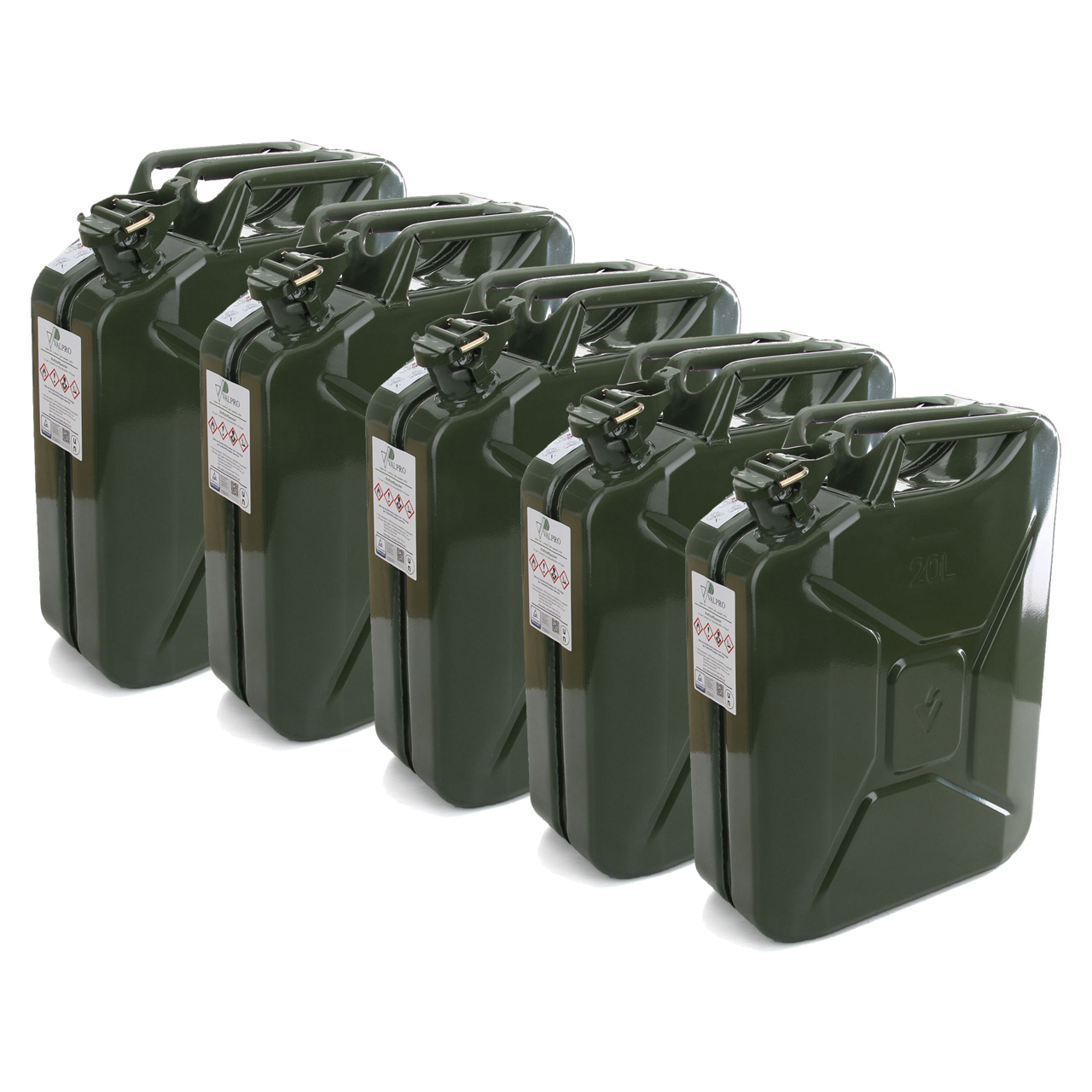 5 x 20-liter VALPRO Gasoline Canister (Spare Canister) + Safety Pin, GGVS METAL