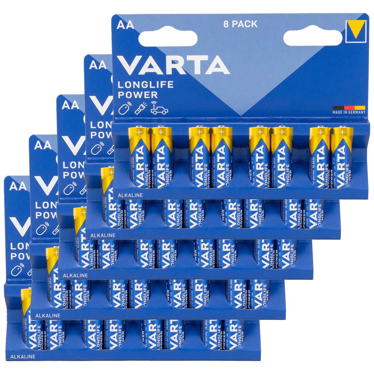 40 VARTA LONGLIFE POWER ALKALINE AA Batteries 4906 LR6 MN1500 1.5V