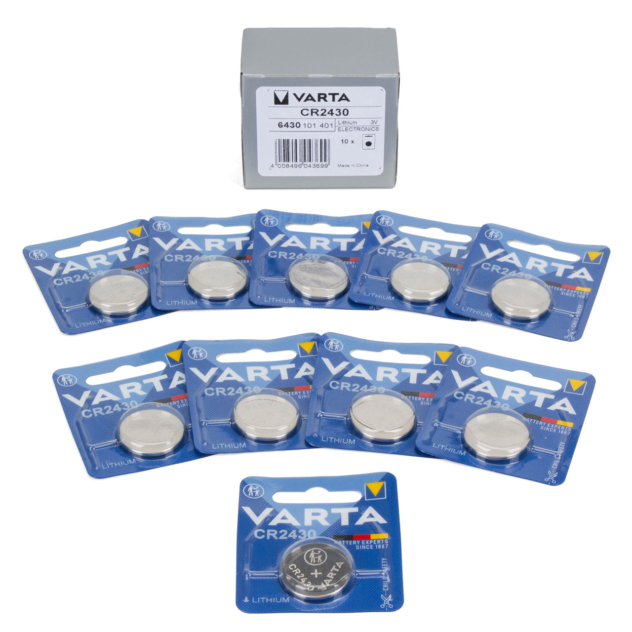10 VARTA Lithium 3V CR2430 Button Cell Batteries (Best Before 11/2033)