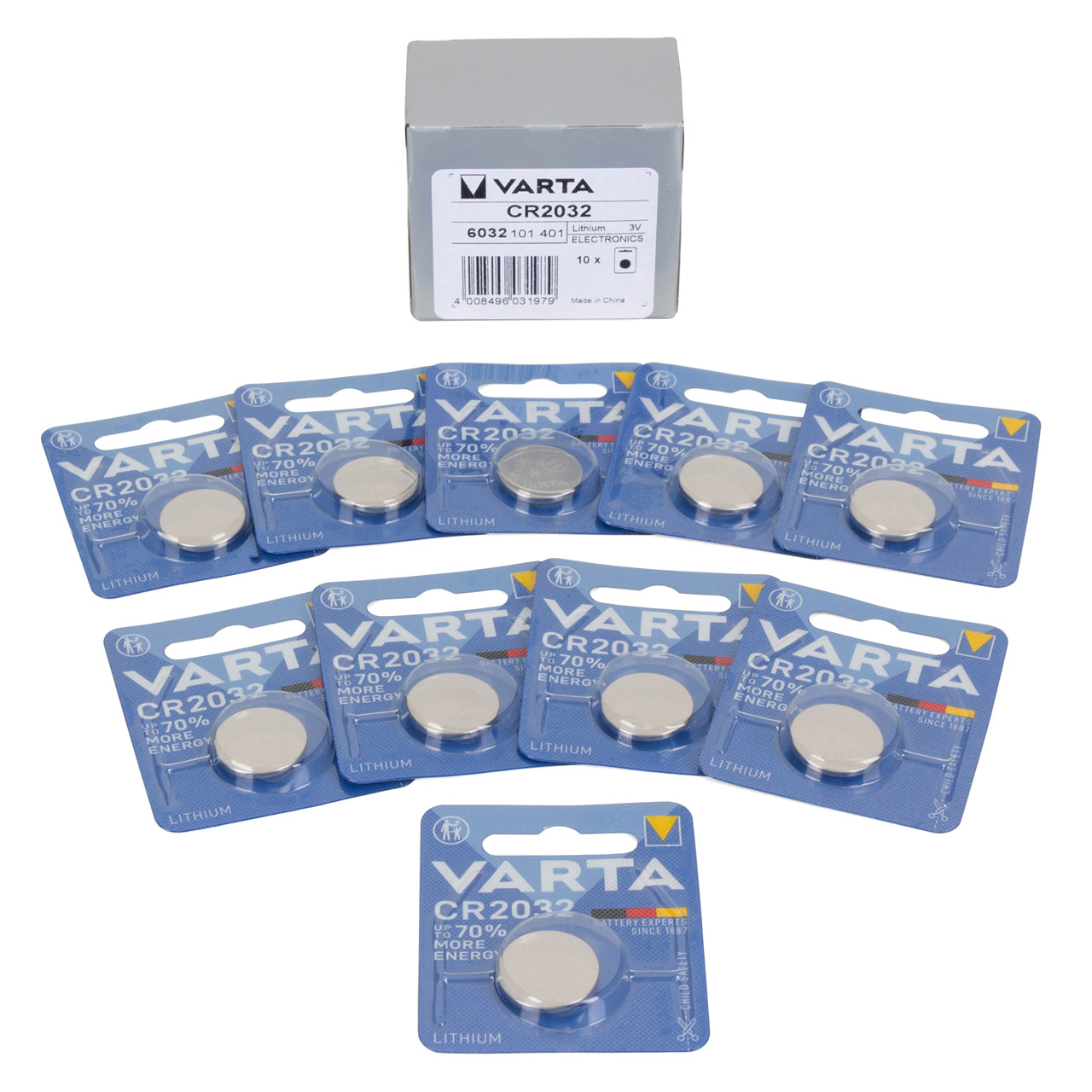 10 VARTA Lithium 3V CR2032 Button Cell Batteries (Best Before 05/2033)