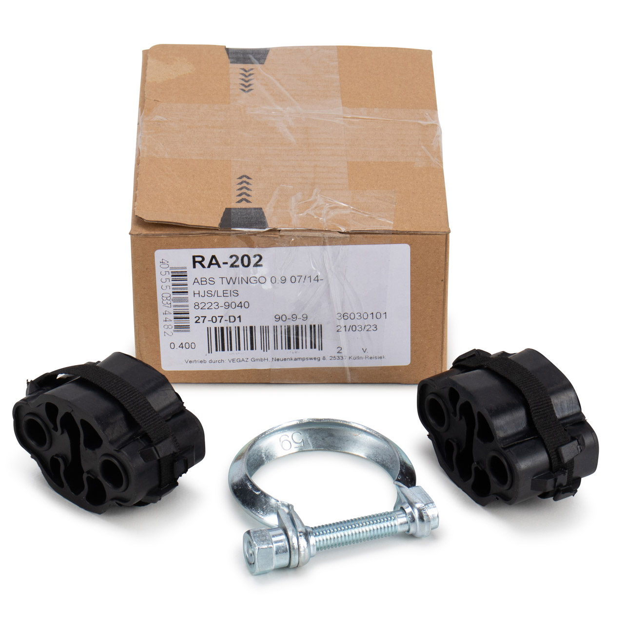 VEGAZ Schalld&auml;mpferhalter Satz f&uuml;r RENAULT Twingo 3 SMART ForFour ForTwo 453 1.0 60/71 PS