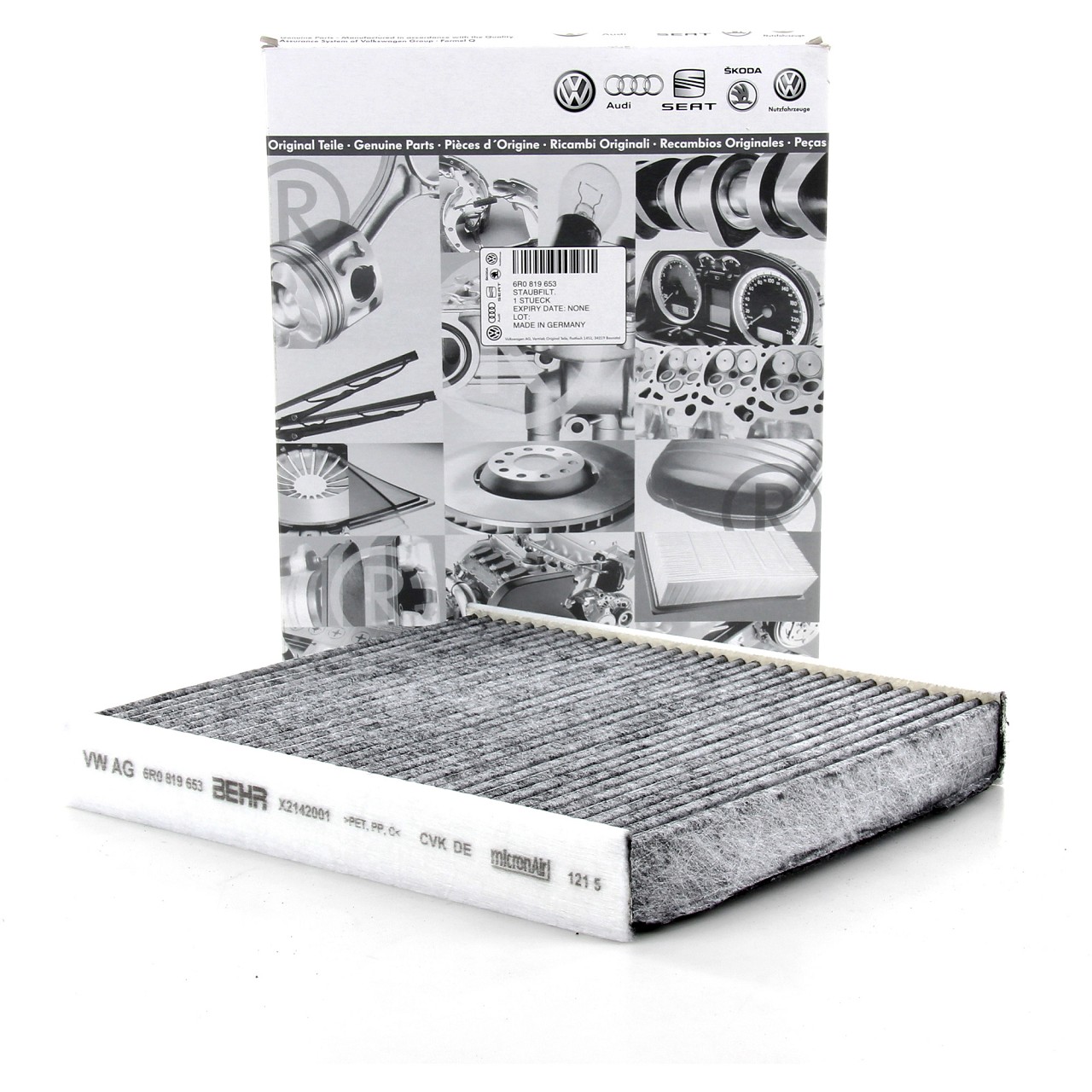 ORIGINAL VW Innenraumfilter Aktivkohle Polo 5 A1 Ibiza 4 Fabia 2 3 Roomster 6R0819653