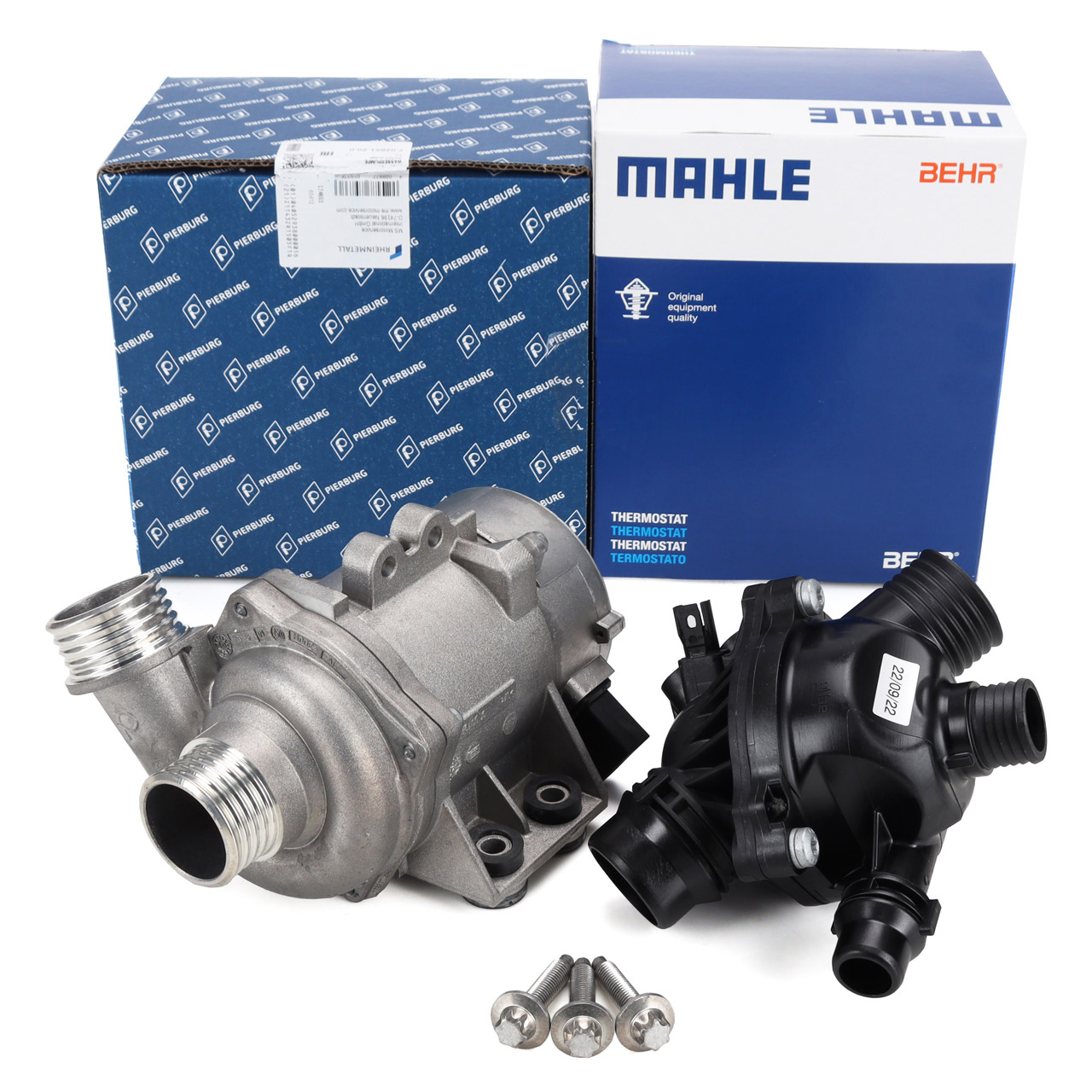 PIERBURG Water Pump + BEHR/MAHLE Thermostat for BMW 1 Series E81, 3 Series E92, 5 Series, 6 Series, 7 Series, X1, X3, Z4