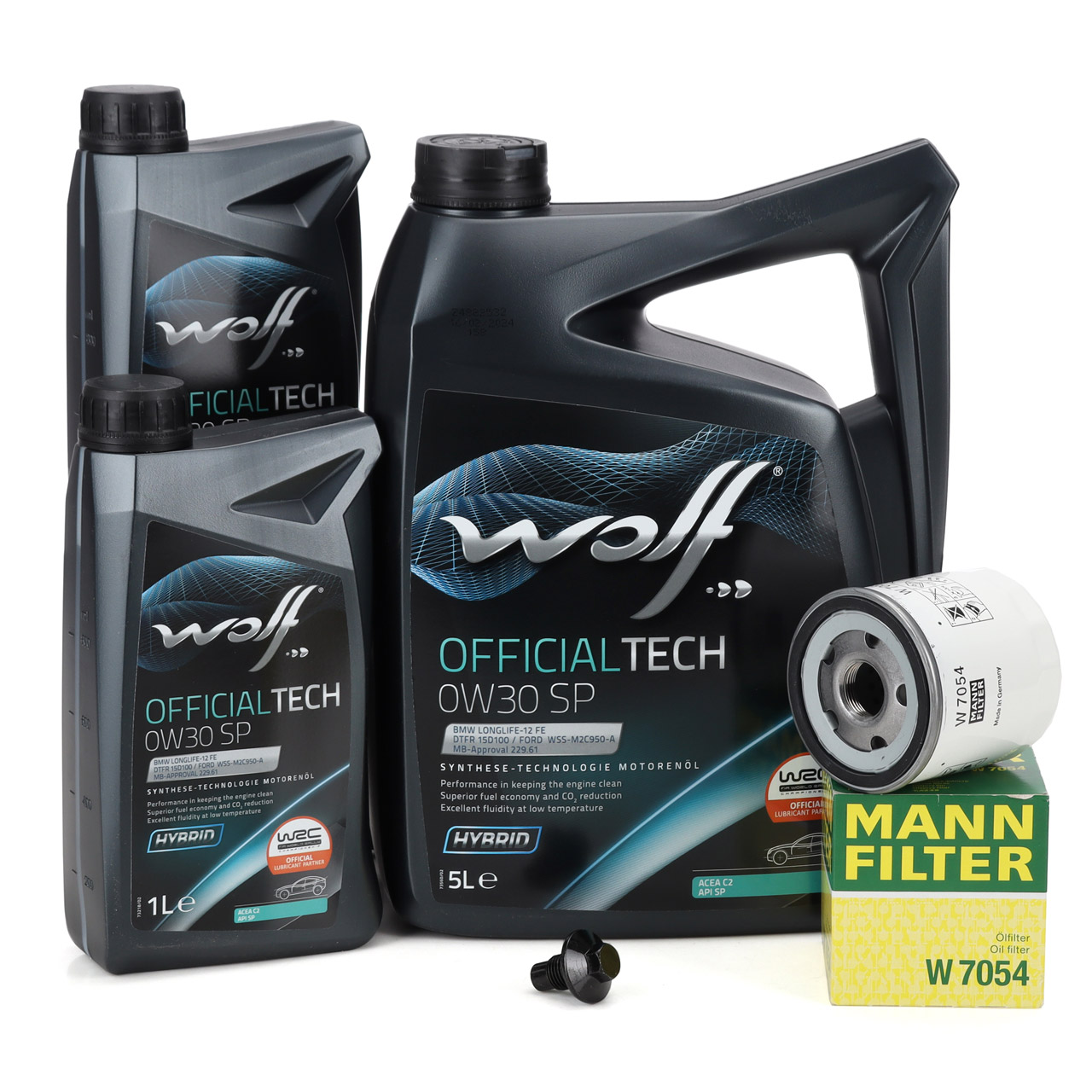 7L WOLF OFFICIALTECH 0W30 SP Motor&ouml;l + MANN &Ouml;lfilter f&uuml;r FORD Focus 4 Mondeo 5 2.0 EcoBlue