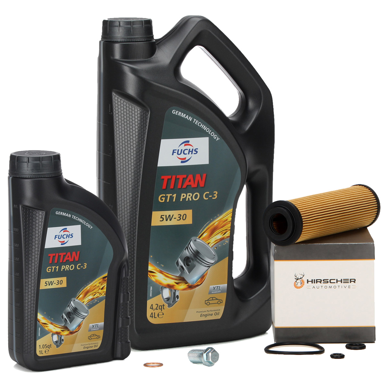 6L FUCHS TITAN GT1 Pro C-3 Motoröl 5W30 MB 229.51 + HIRSCHER Ölfilter 2711800109